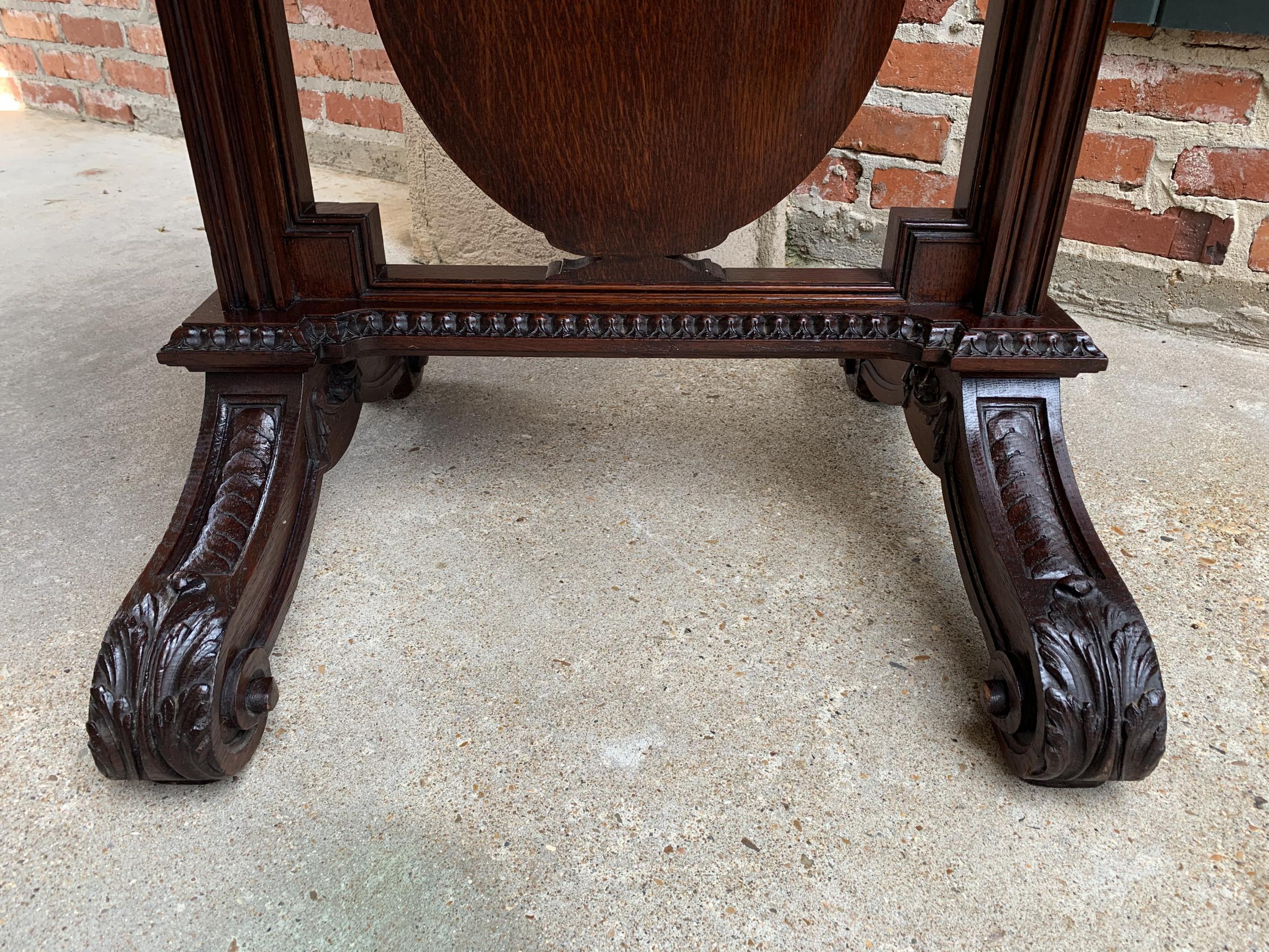 19th Century French Sofa Side Table Renaissance Carved Oak Cherub Angel  13