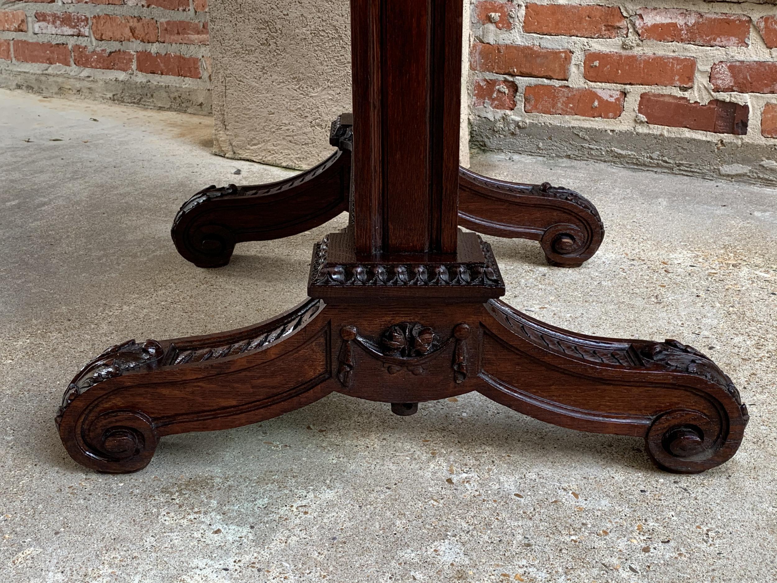19th Century French Sofa Side Table Renaissance Carved Oak Cherub Angel  3