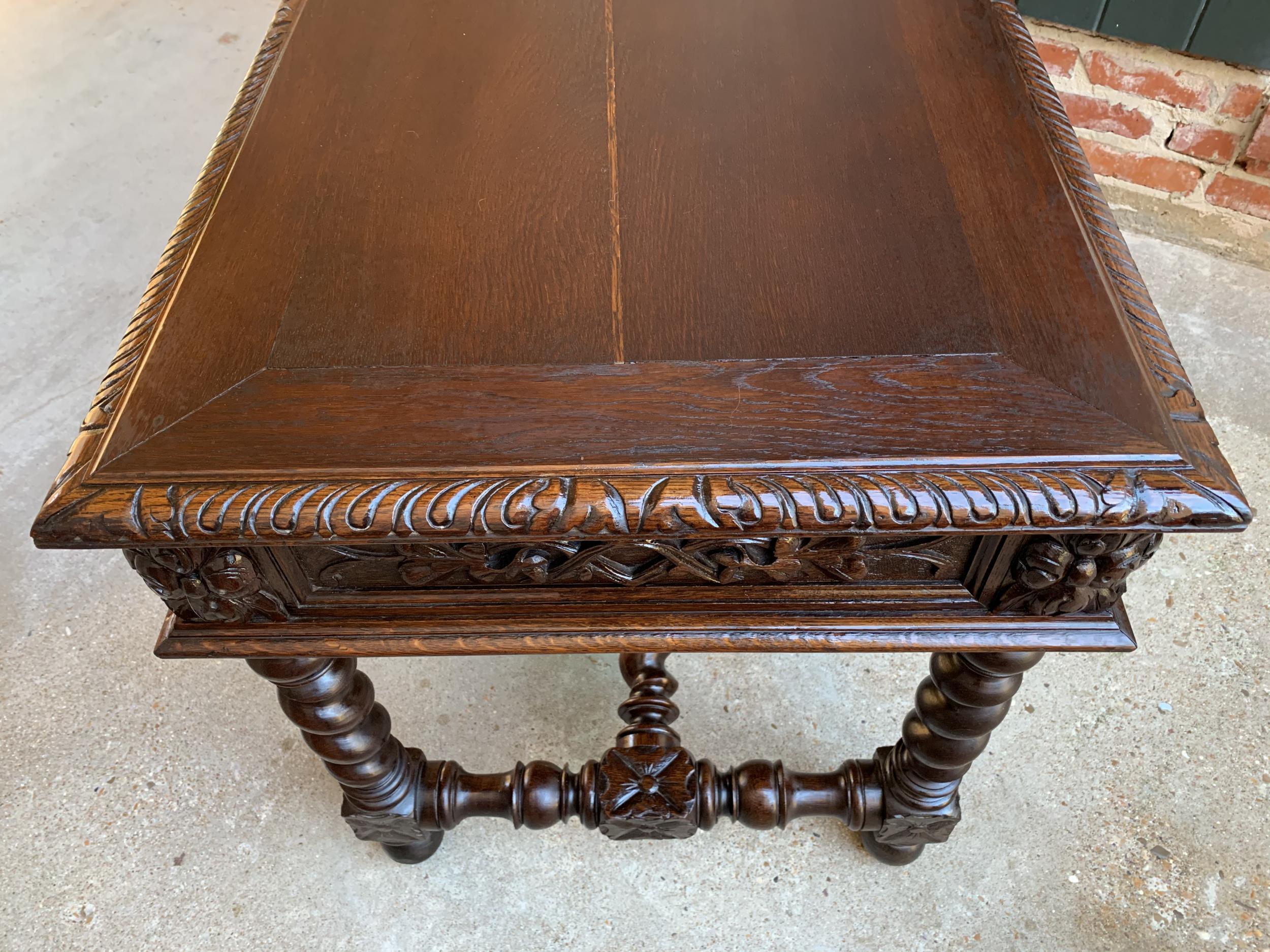 19th Century French Carved Oak Sofa Table Writing Desk Barley Twist Black Forest 5