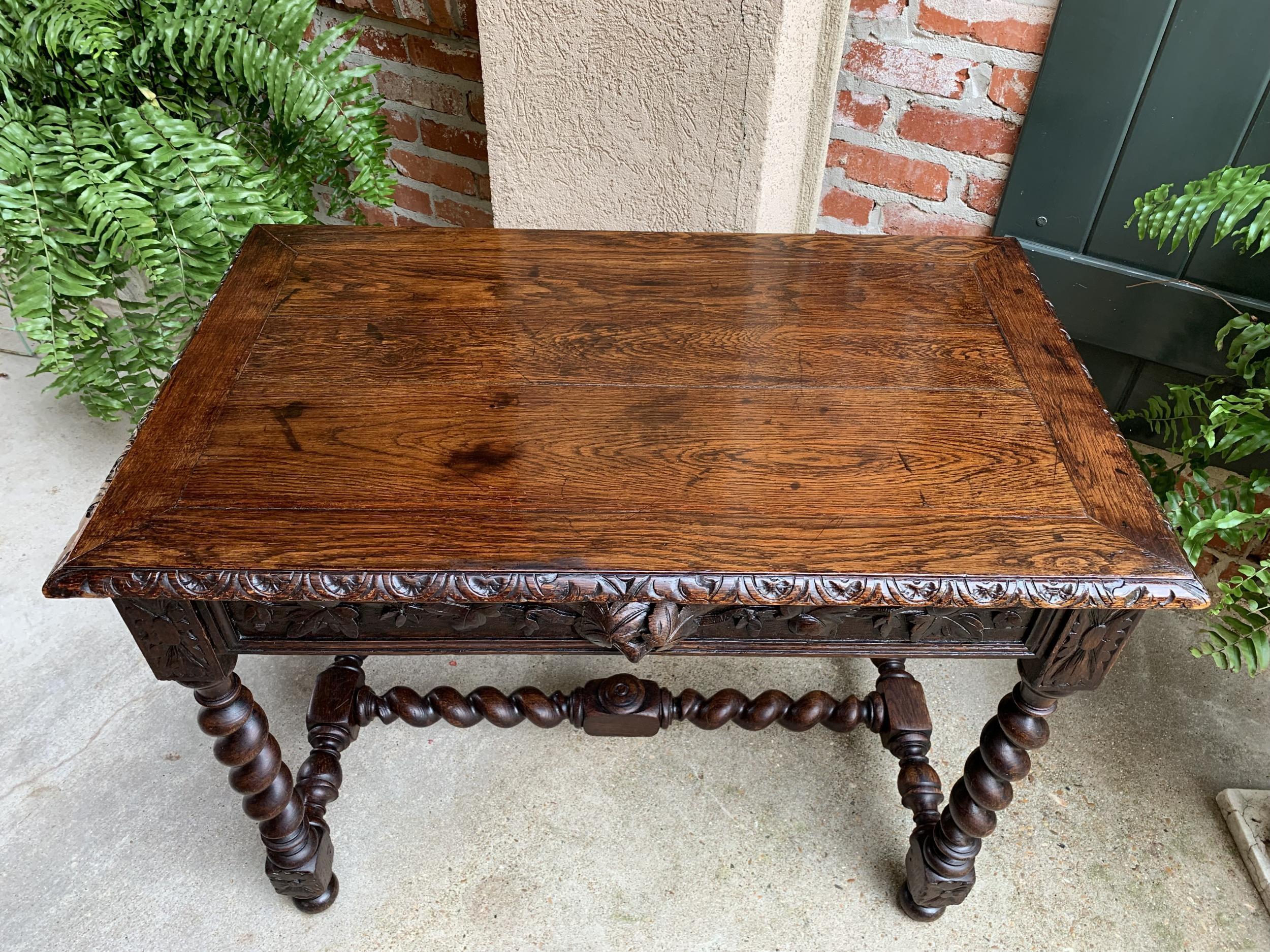 19th century French Carved Oak Sofa Table Writing Desk Barley Twist Black Forest 5