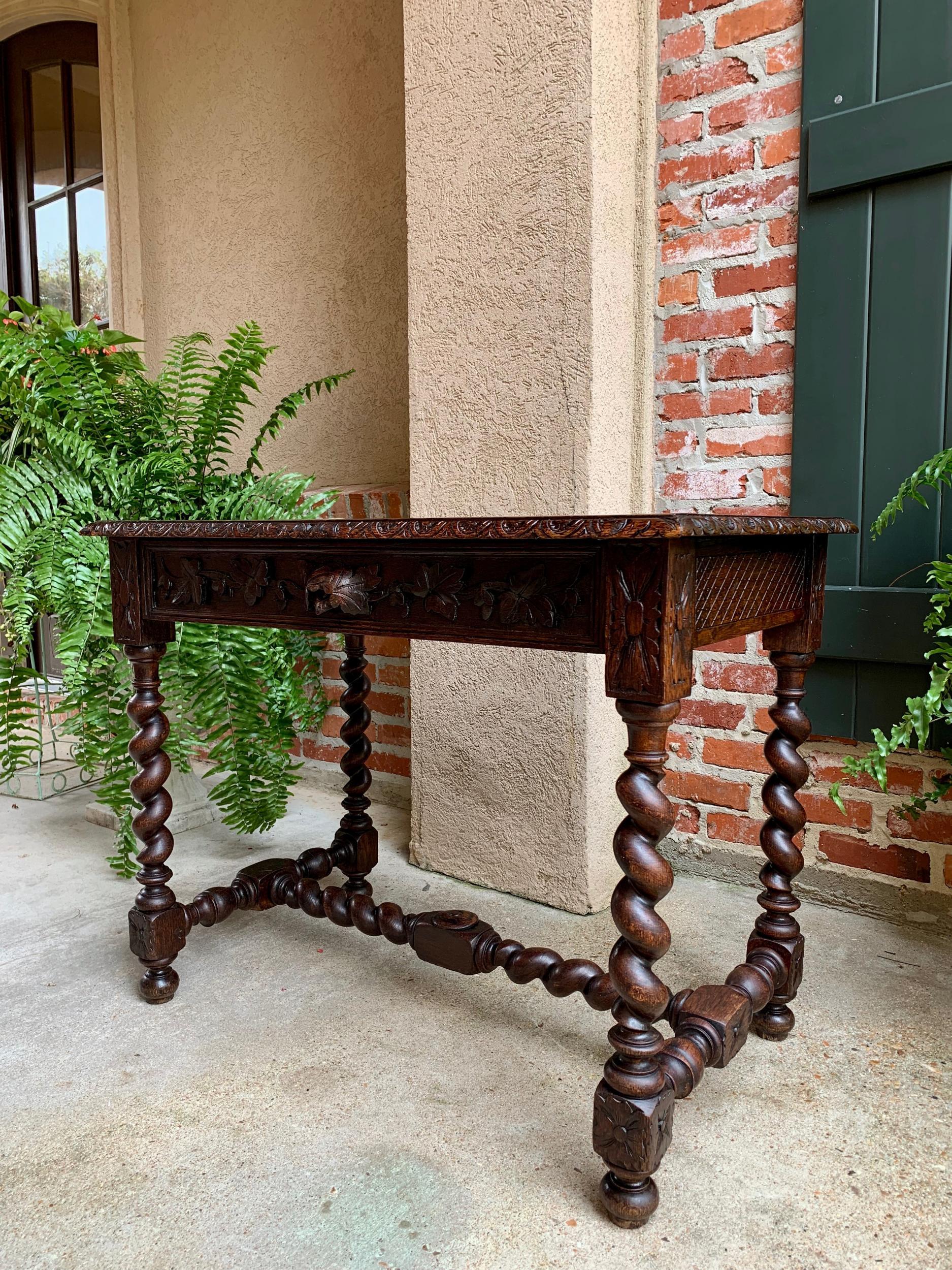 19th century French Carved Oak Sofa Table Writing Desk Barley Twist Black Forest 7