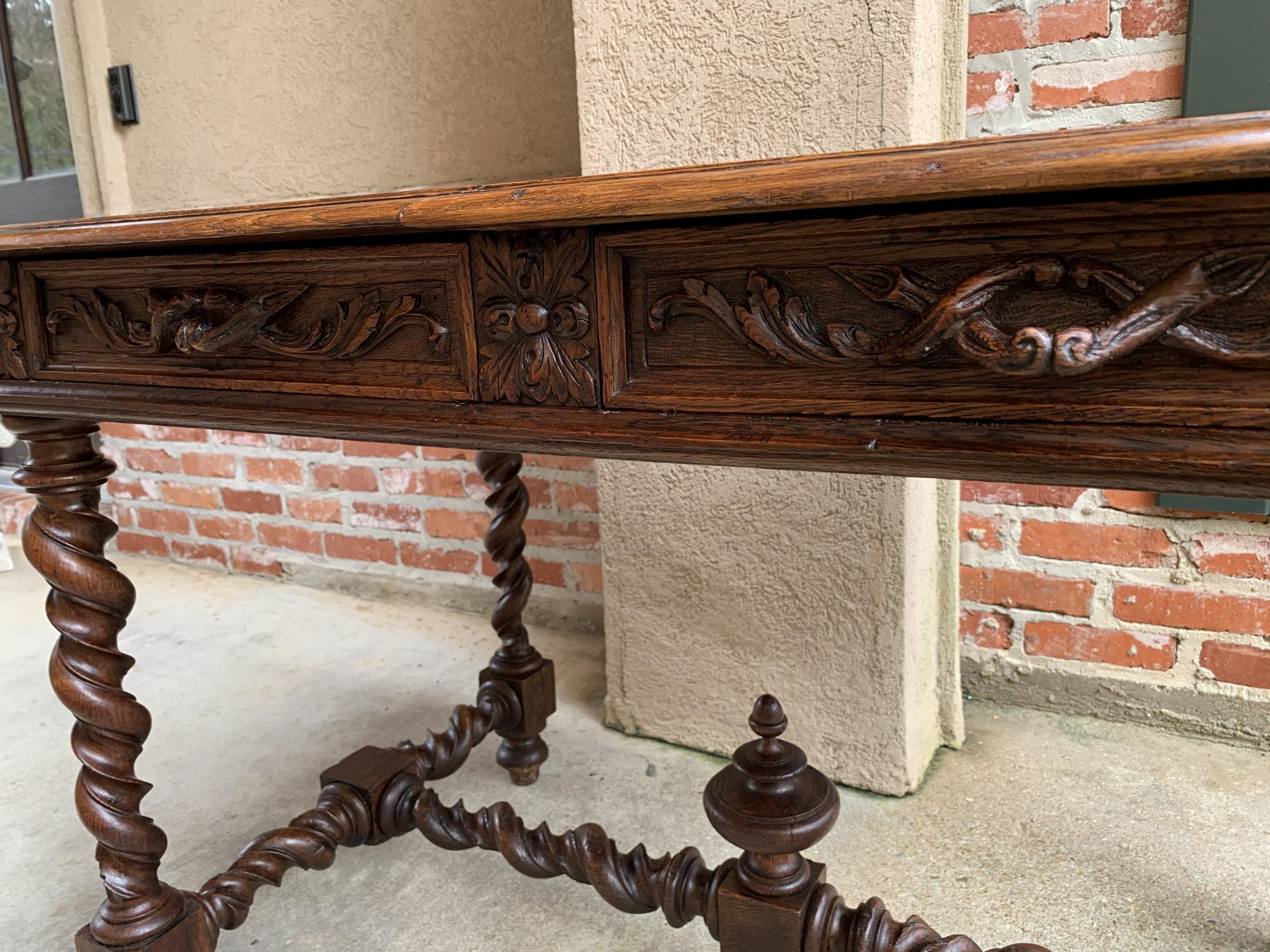 19th Century French Carved Oak Sofa Table Writing Desk Barley Twist Black Forest 11