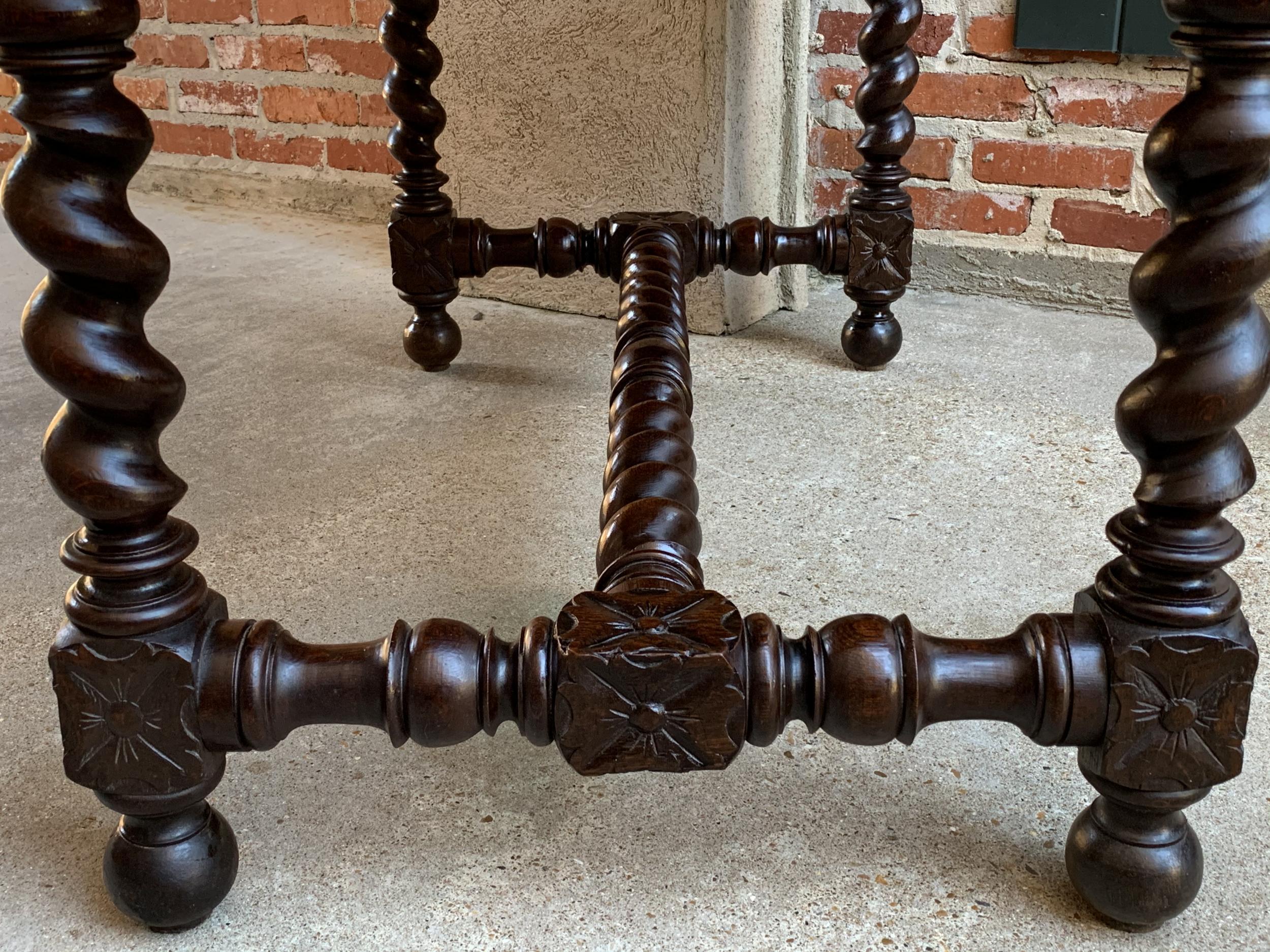 19th Century French Carved Oak Sofa Table Writing Desk Barley Twist Black Forest 12