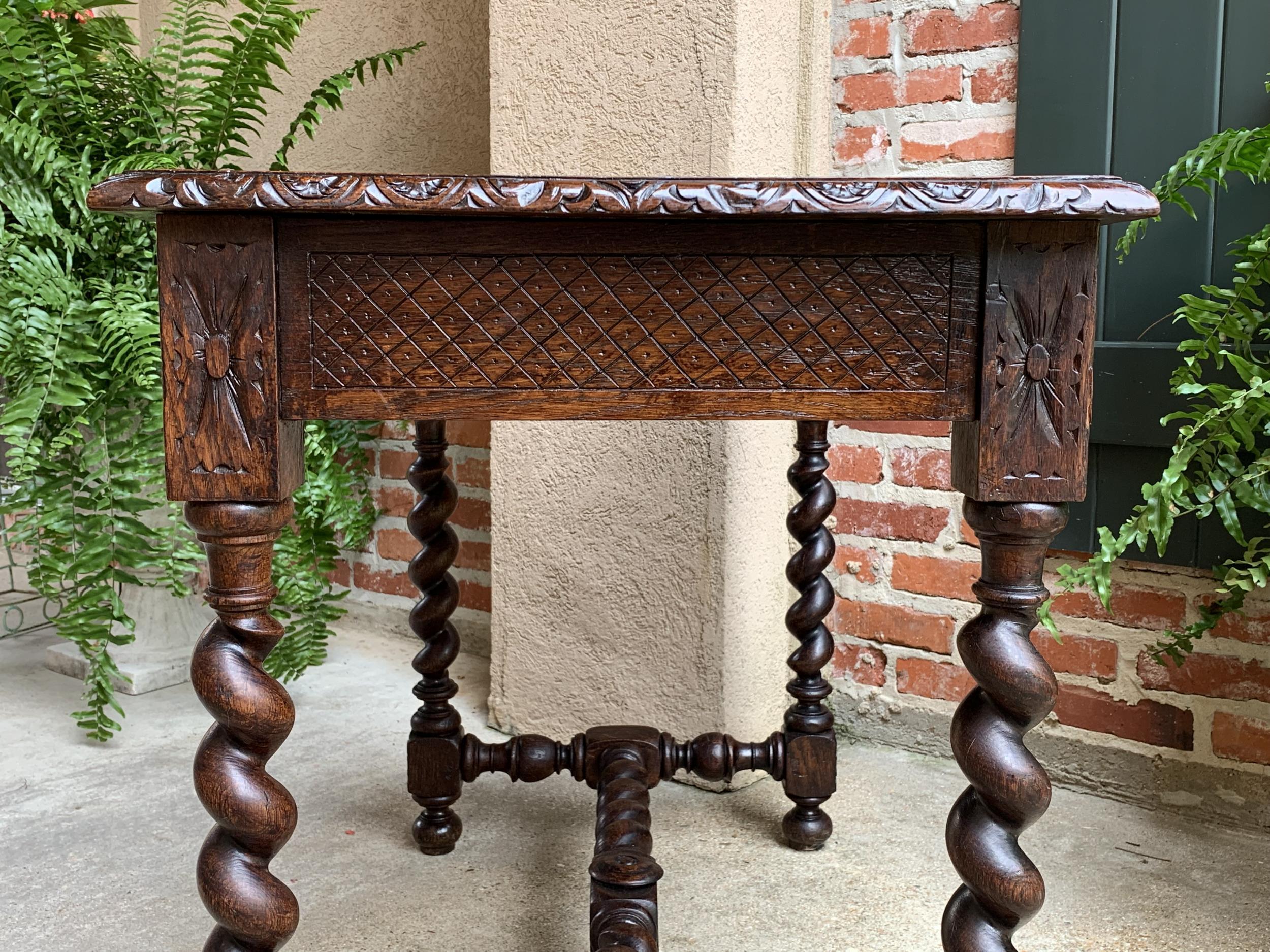 19th century French Carved Oak Sofa Table Writing Desk Barley Twist Black Forest 11