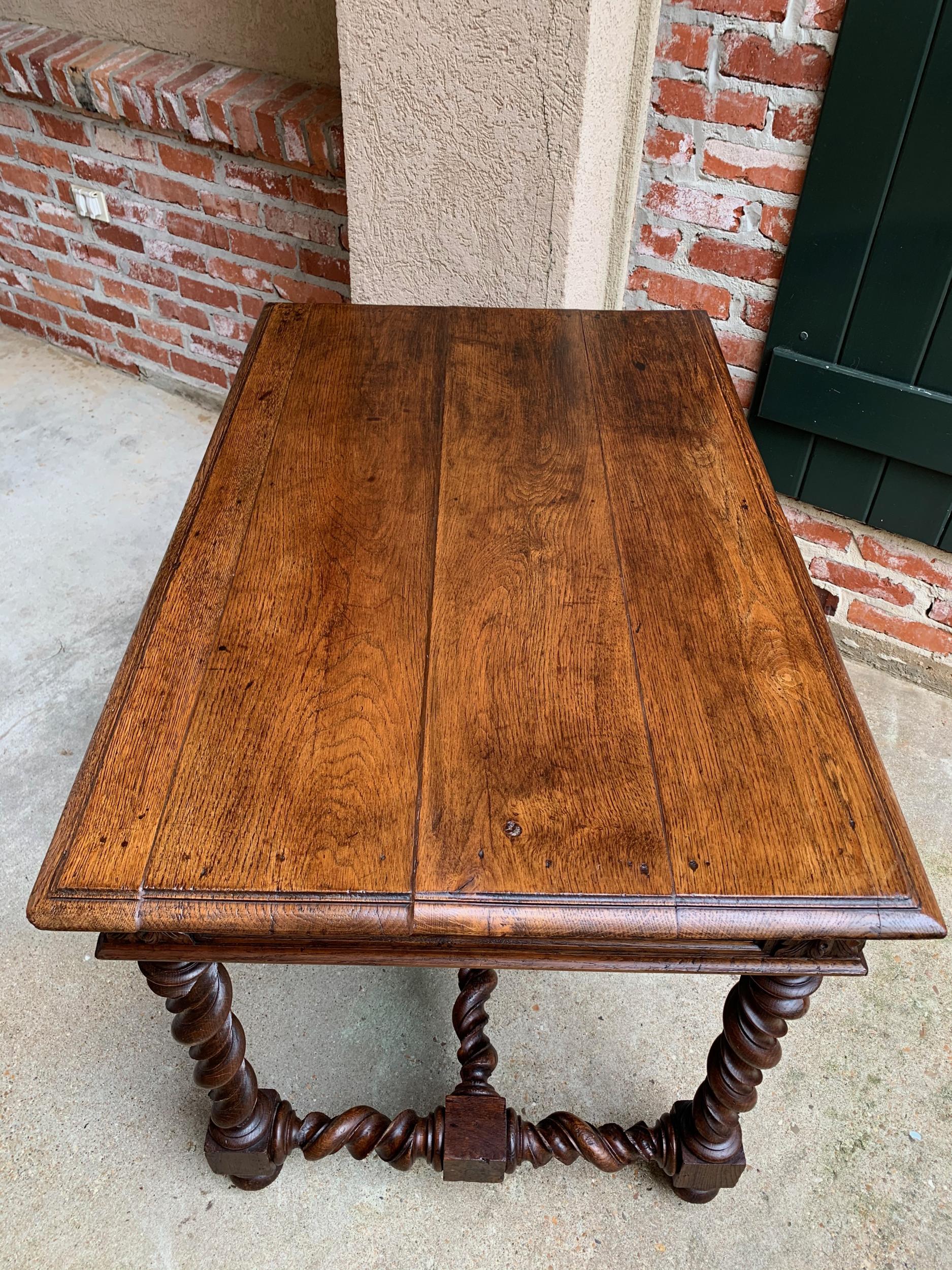 19th Century French Carved Oak Sofa Table Writing Desk Barley Twist Black Forest 14