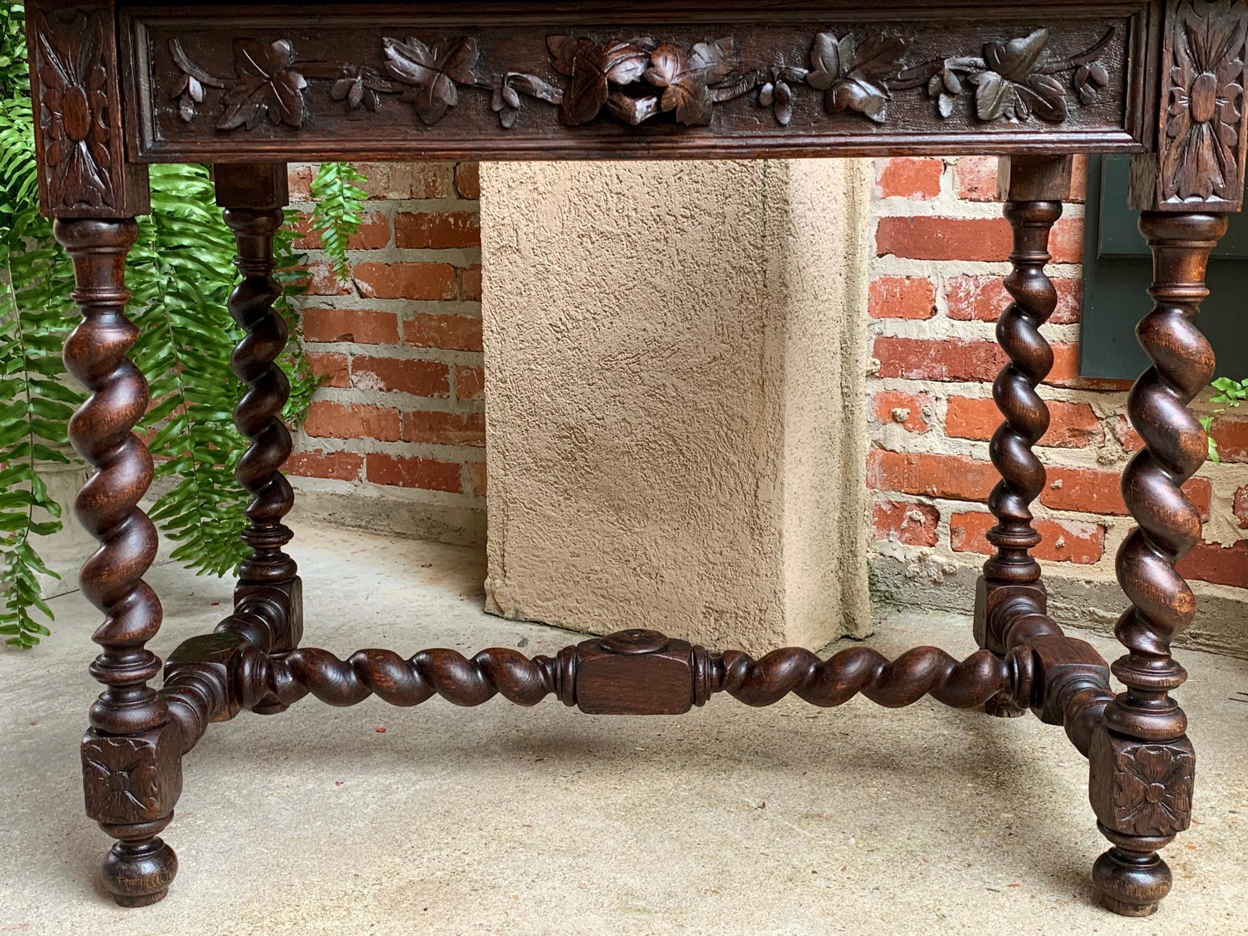 Louis XIII 19th century French Carved Oak Sofa Table Writing Desk Barley Twist Black Forest