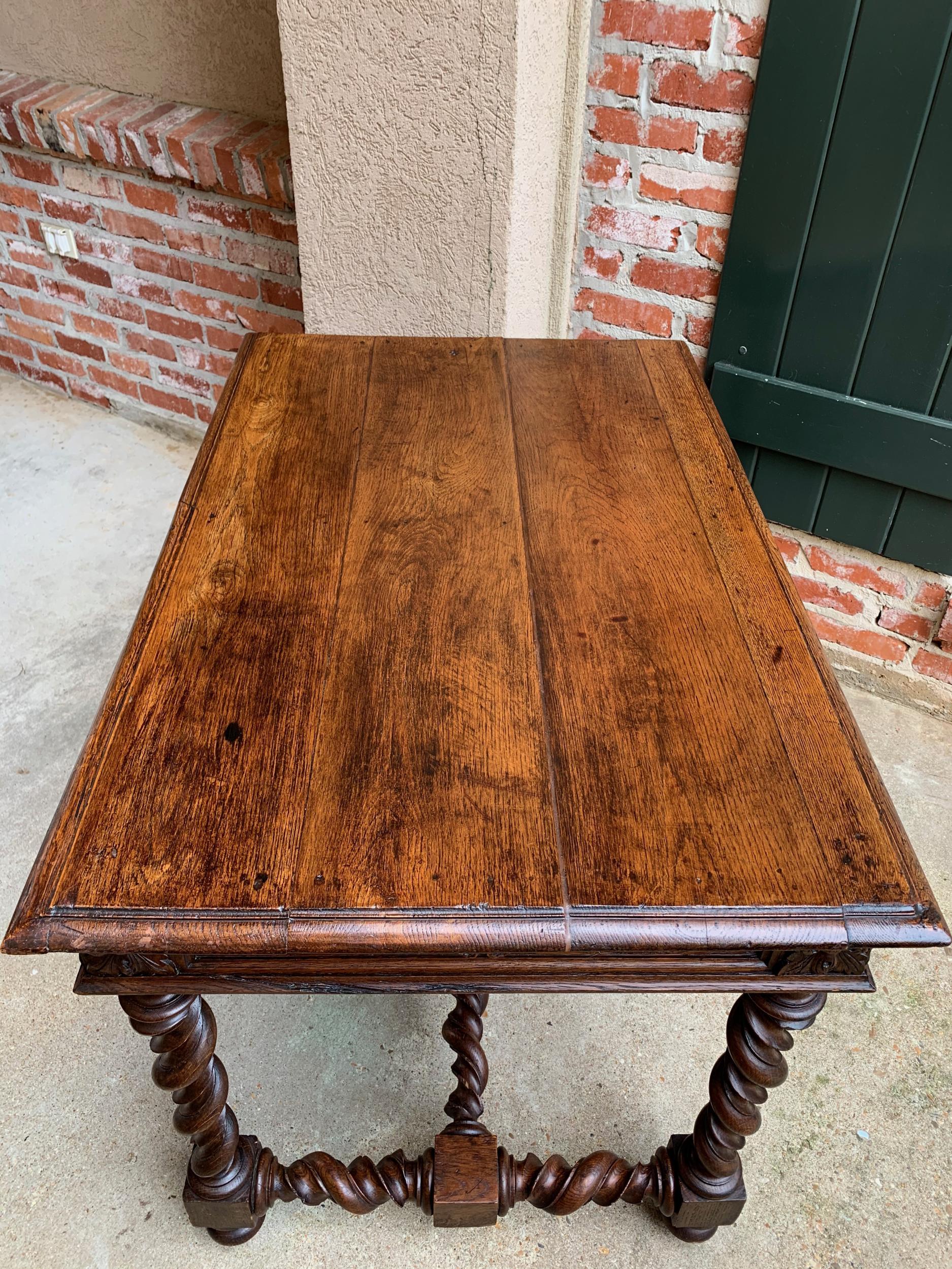 19th Century French Carved Oak Sofa Table Writing Desk Barley Twist Black Forest 3