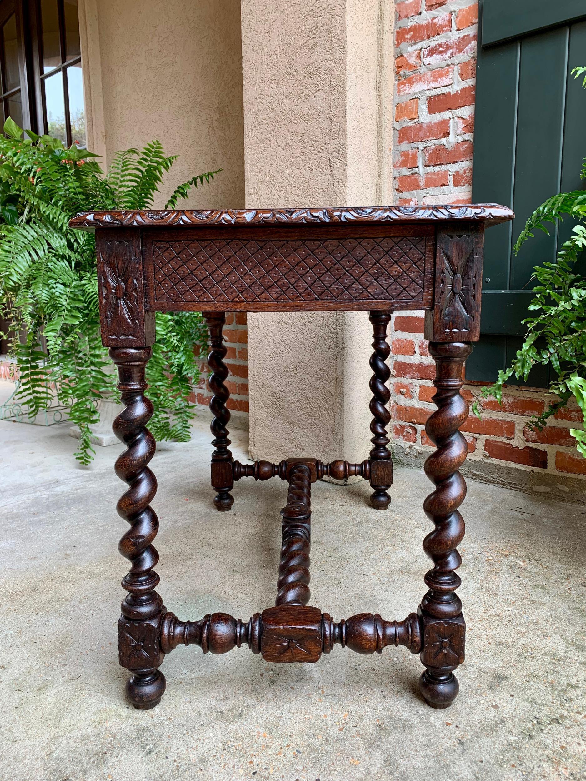 19th century French Carved Oak Sofa Table Writing Desk Barley Twist Black Forest 1