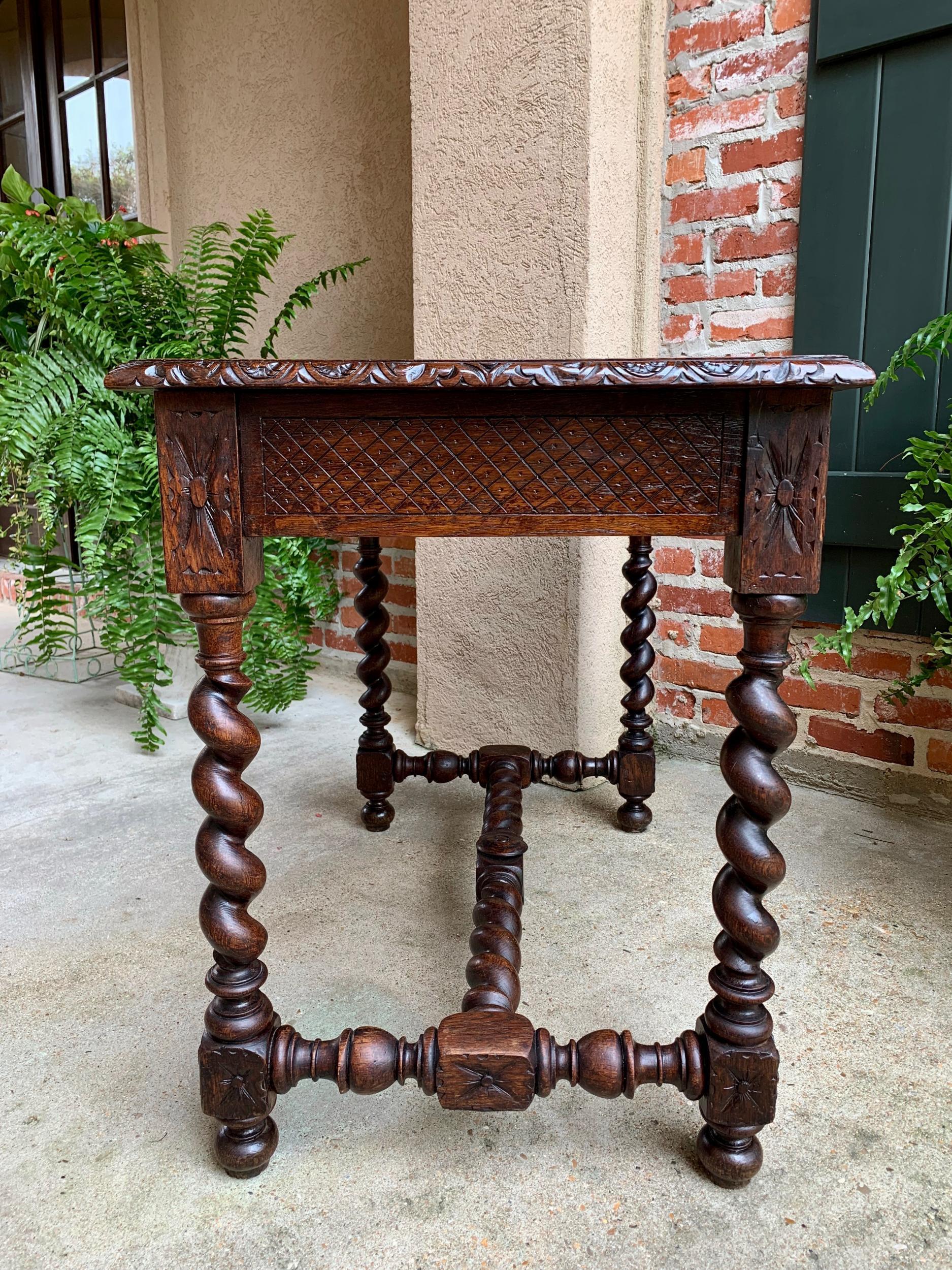 19th century French Carved Oak Sofa Table Writing Desk Barley Twist Black Forest 2