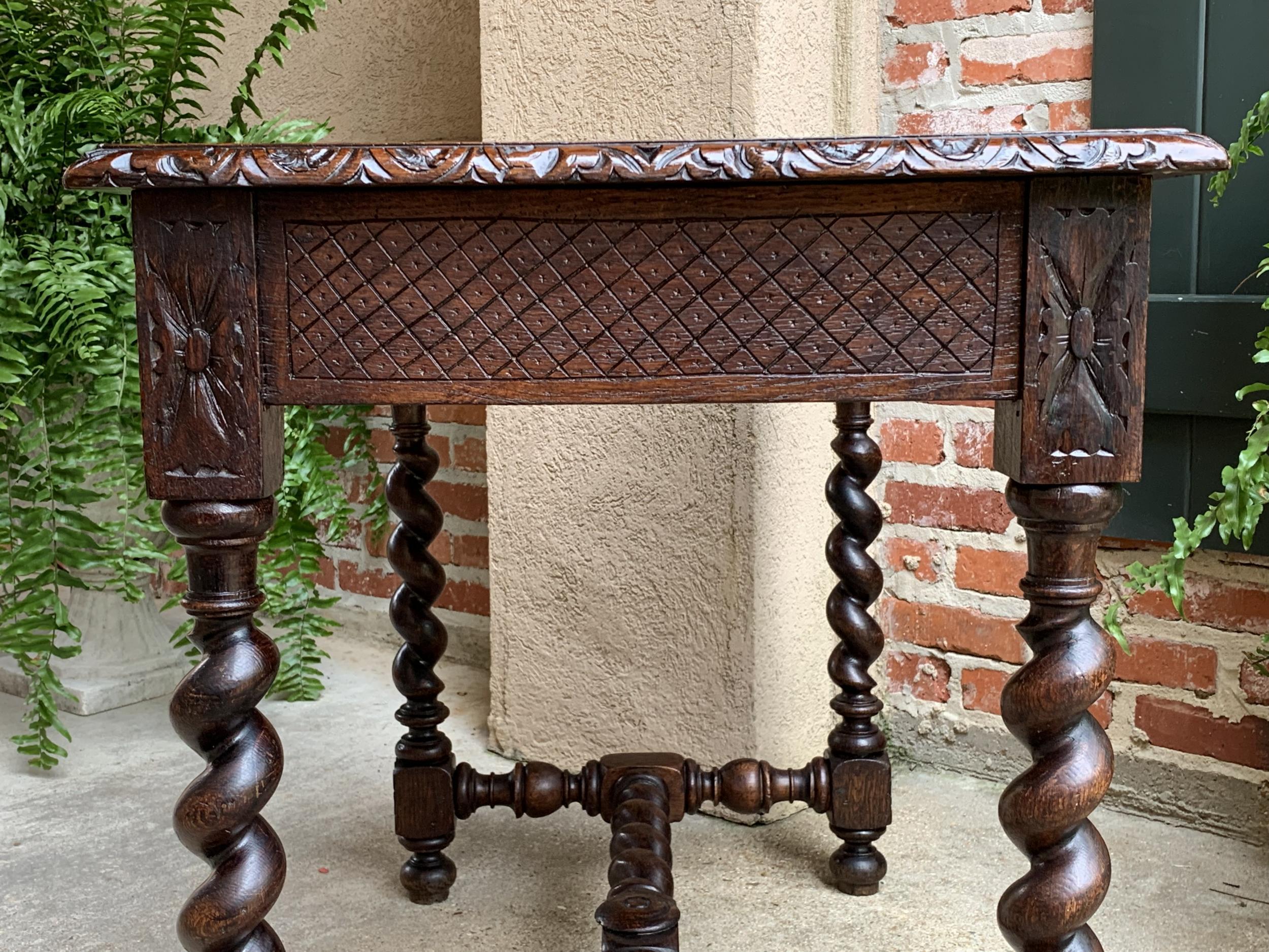19th century French Carved Oak Sofa Table Writing Desk Barley Twist Black Forest 3
