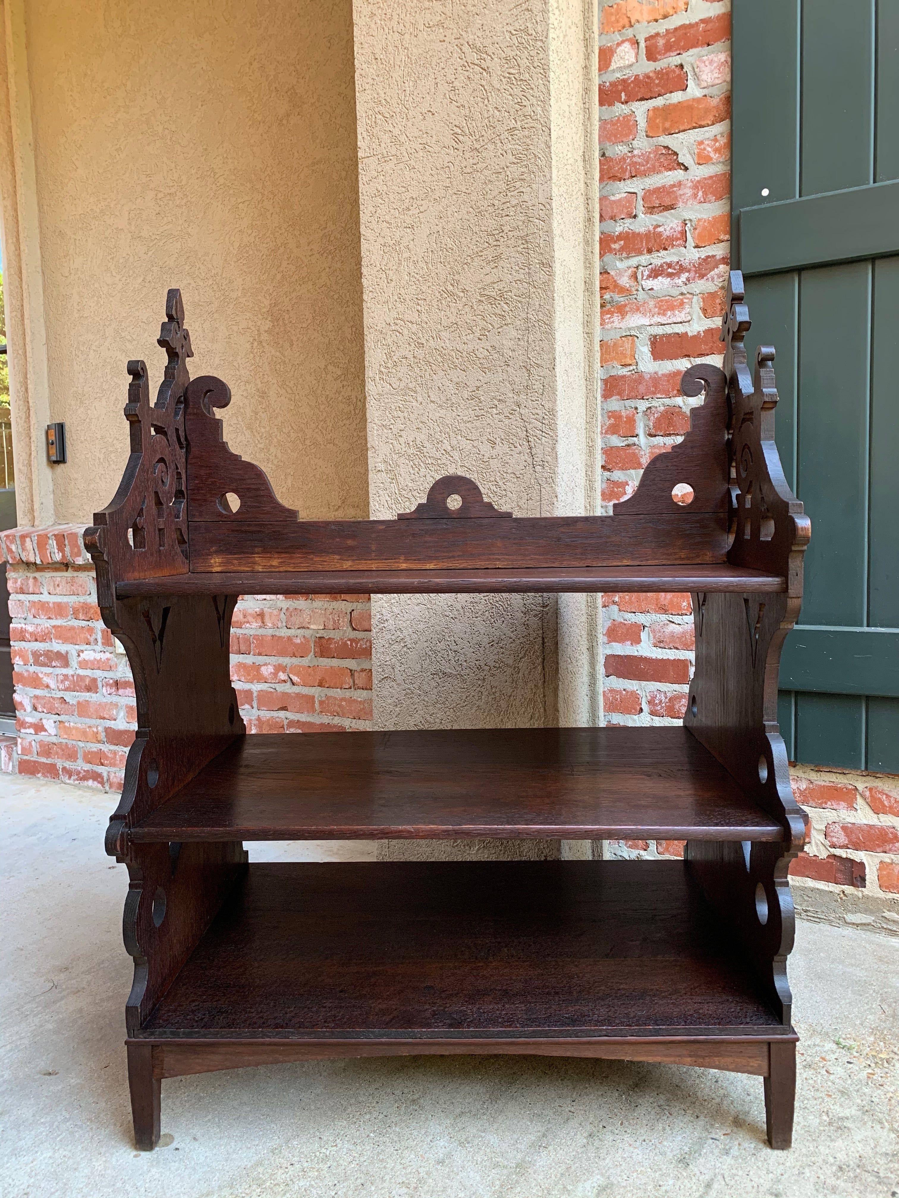 19th Century French Carved Oak Pastry Table Kitchen Island Display Shelf 4