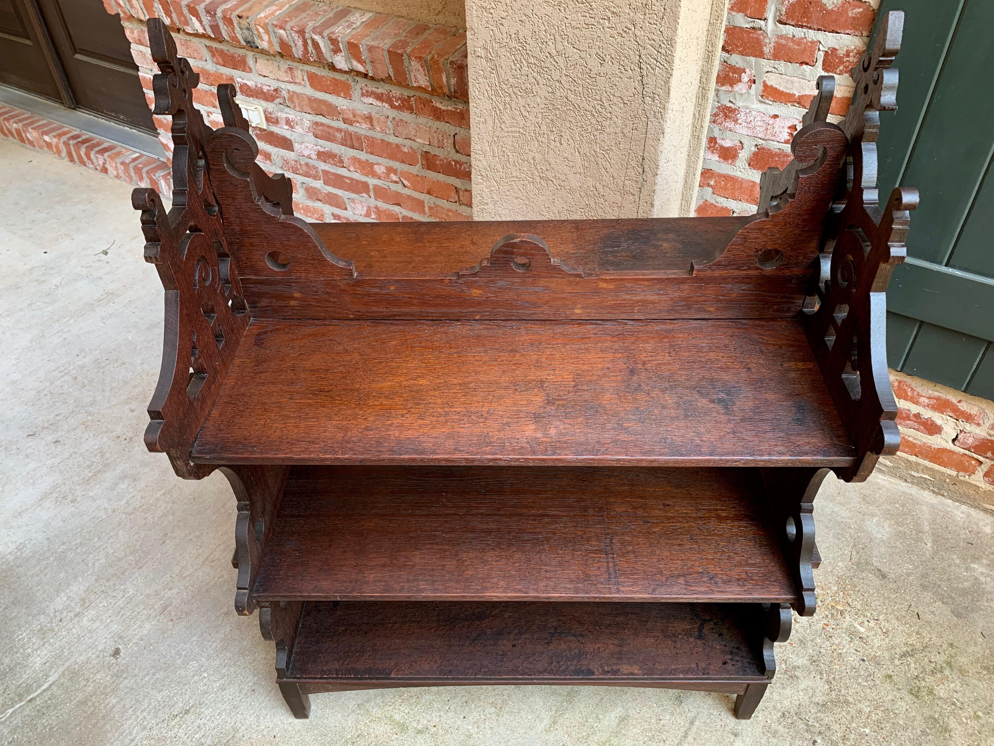 19th Century French Carved Oak Stand Table Patisserie Bookcase Kitchen Island 10