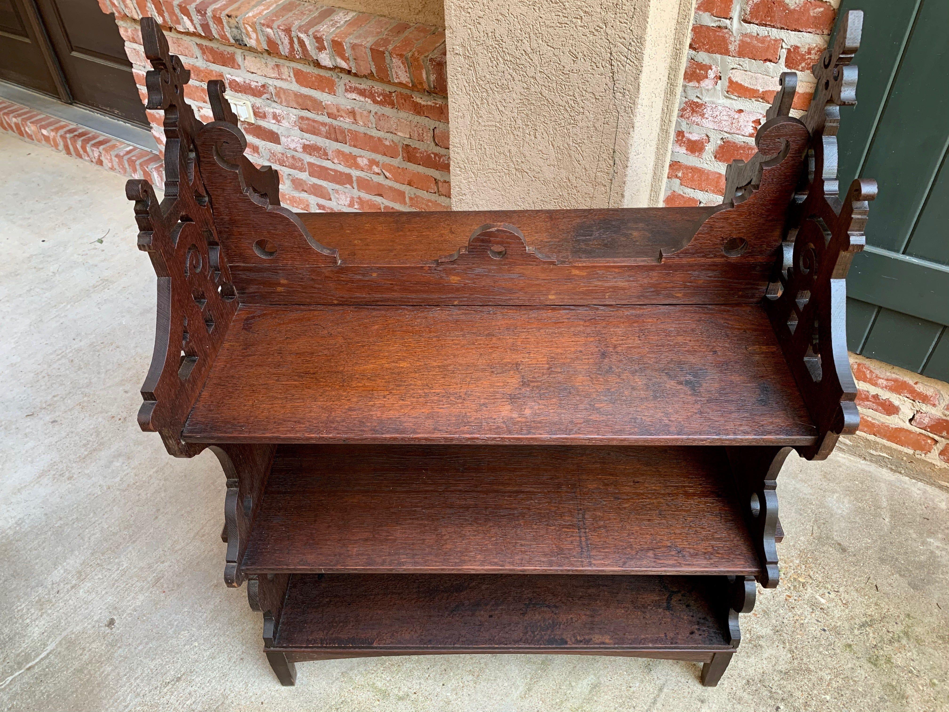 19th Century French Carved Oak Pastry Table Kitchen Island Display Shelf 10