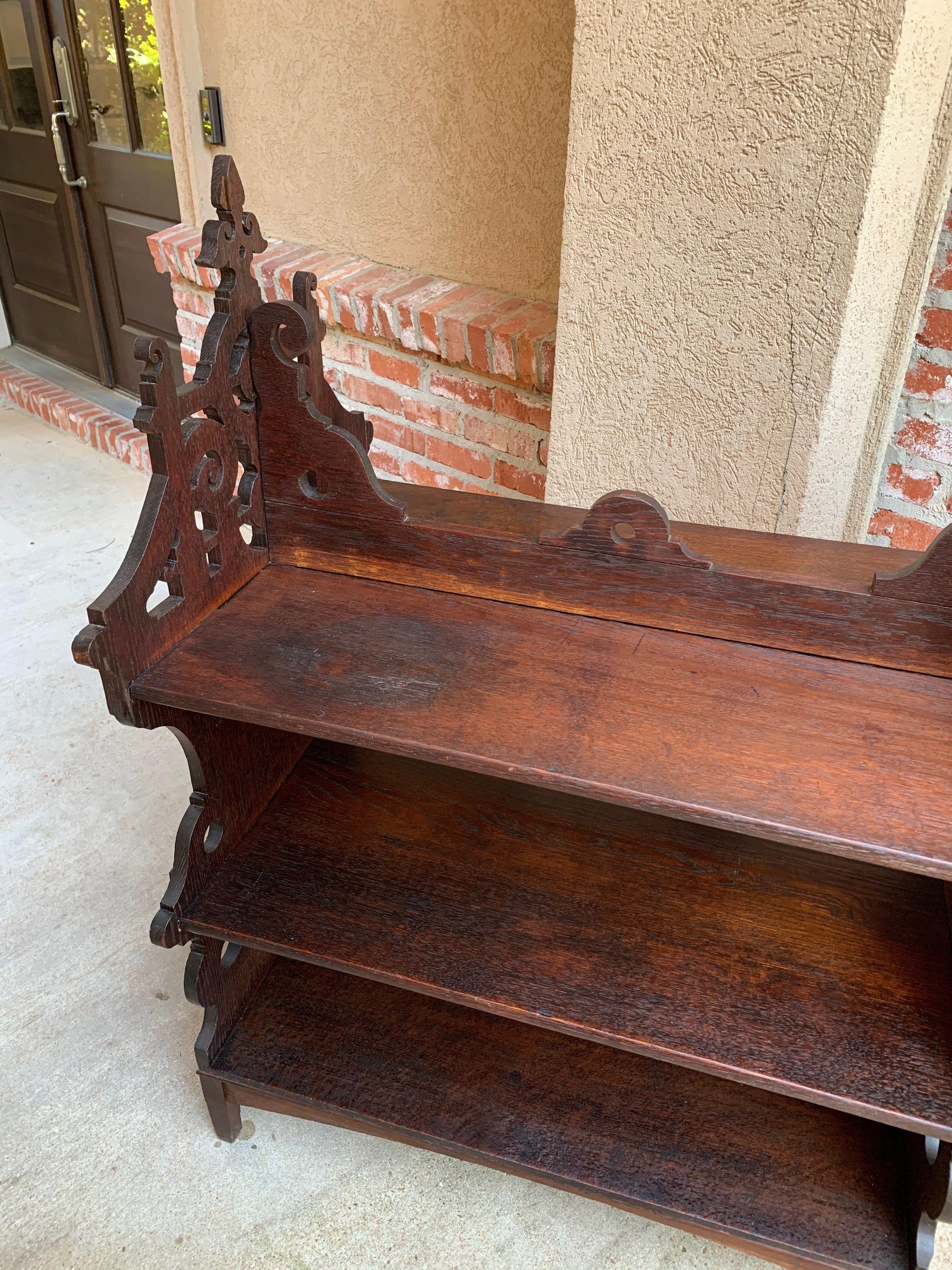 19th Century French Carved Oak Pastry Table Kitchen Island Display Shelf 11