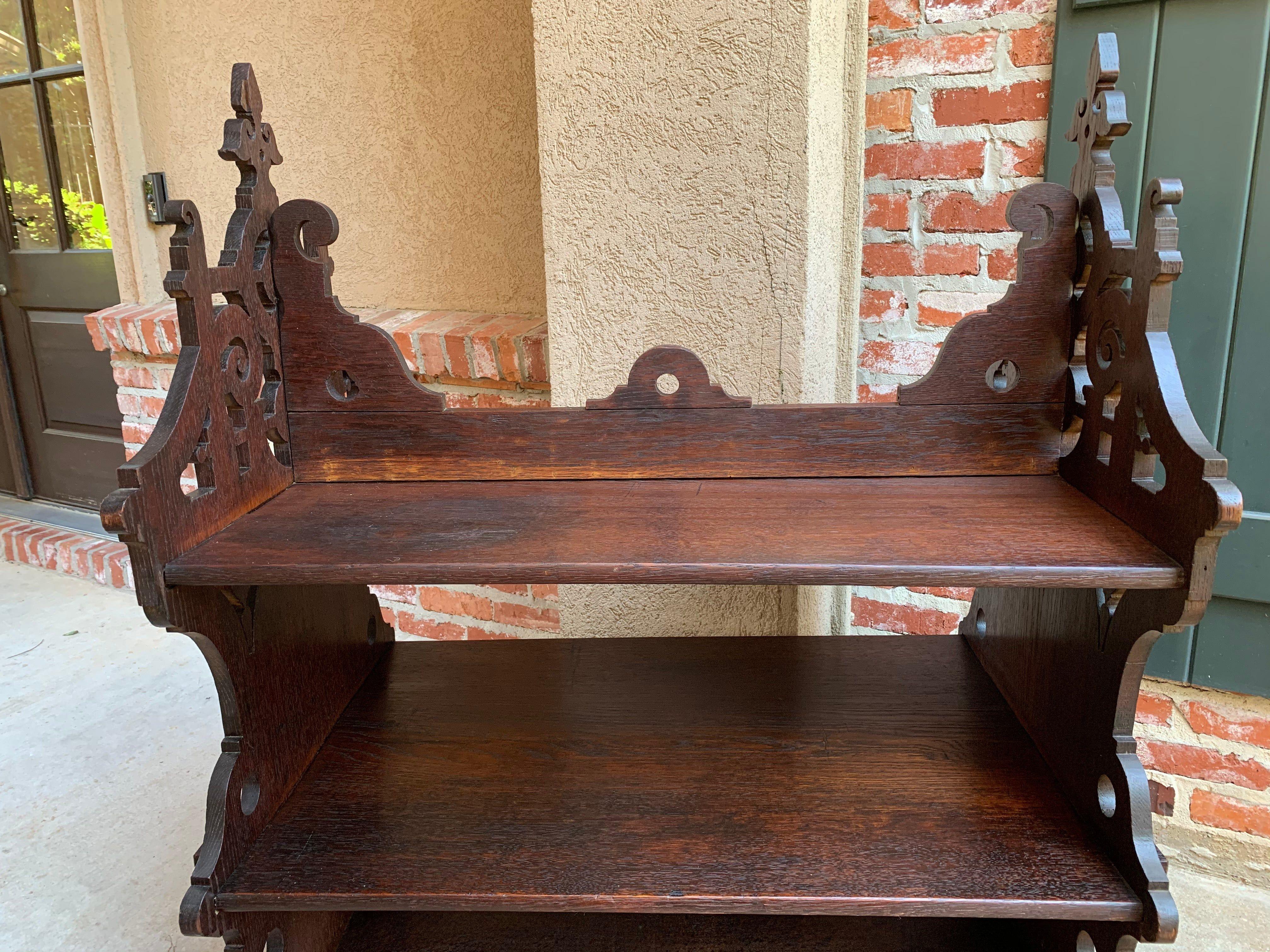 19th Century French Carved Oak Pastry Table Kitchen Island Display Shelf 14