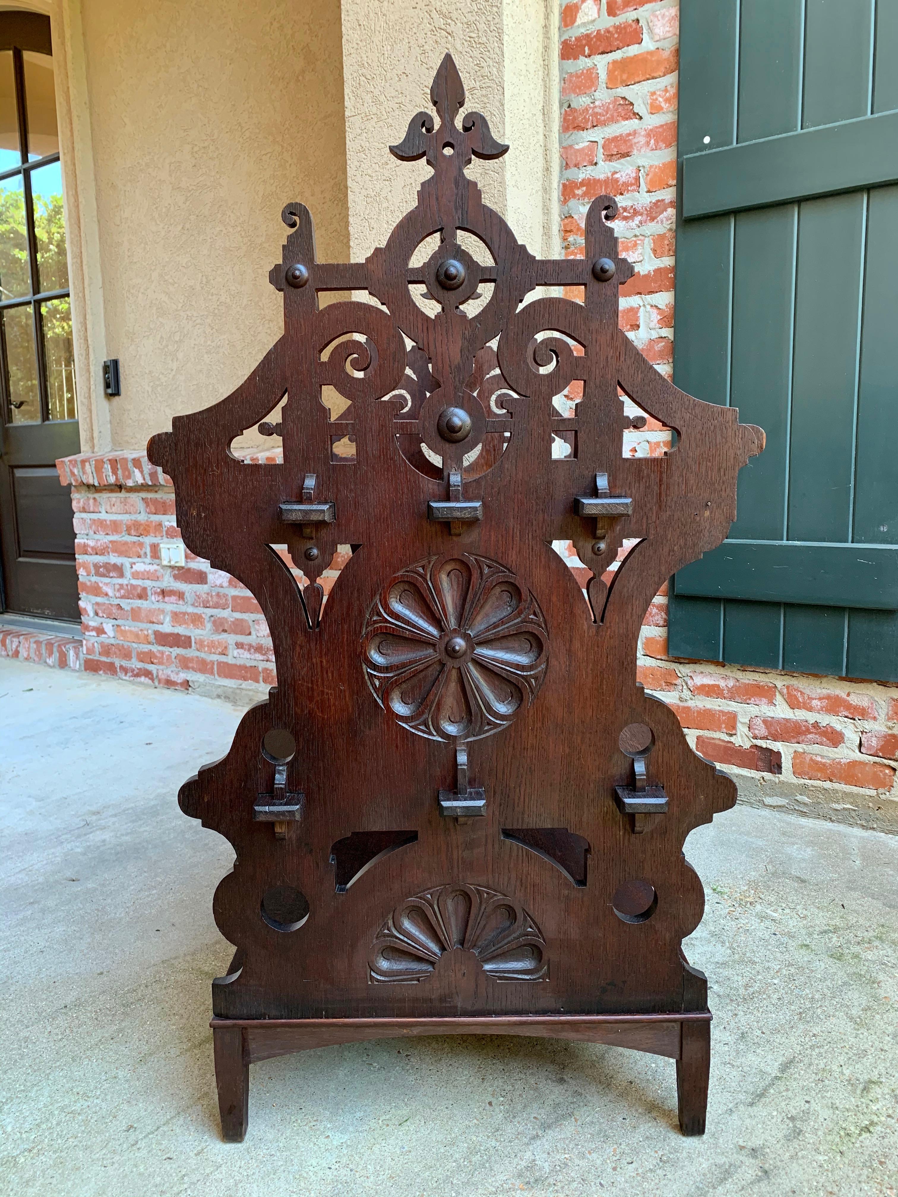 19th Century French Carved Oak Stand Table Patisserie Bookcase Kitchen Island In Fair Condition In Shreveport, LA