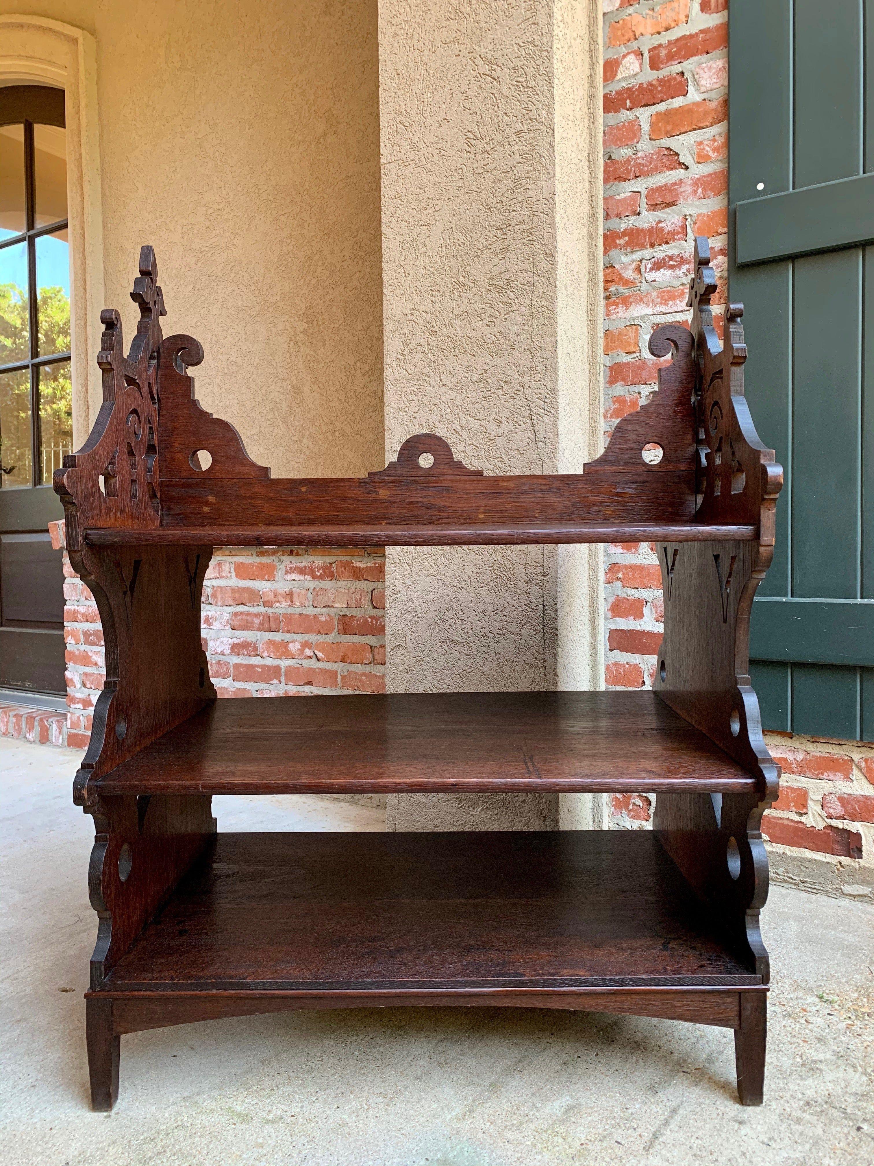 19th Century French Carved Oak Pastry Table Kitchen Island Display Shelf 3