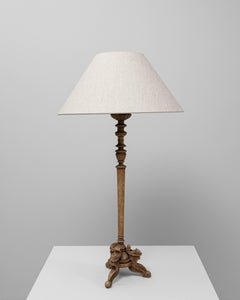 19th Century French Carved Oak Table Lamp
