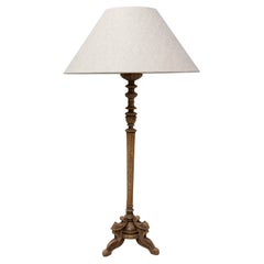 Antique 19th Century French Carved Oak Table Lamp