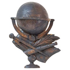 19th Century French Carved Oak Wall Fragment Depicting Scientific Instruments