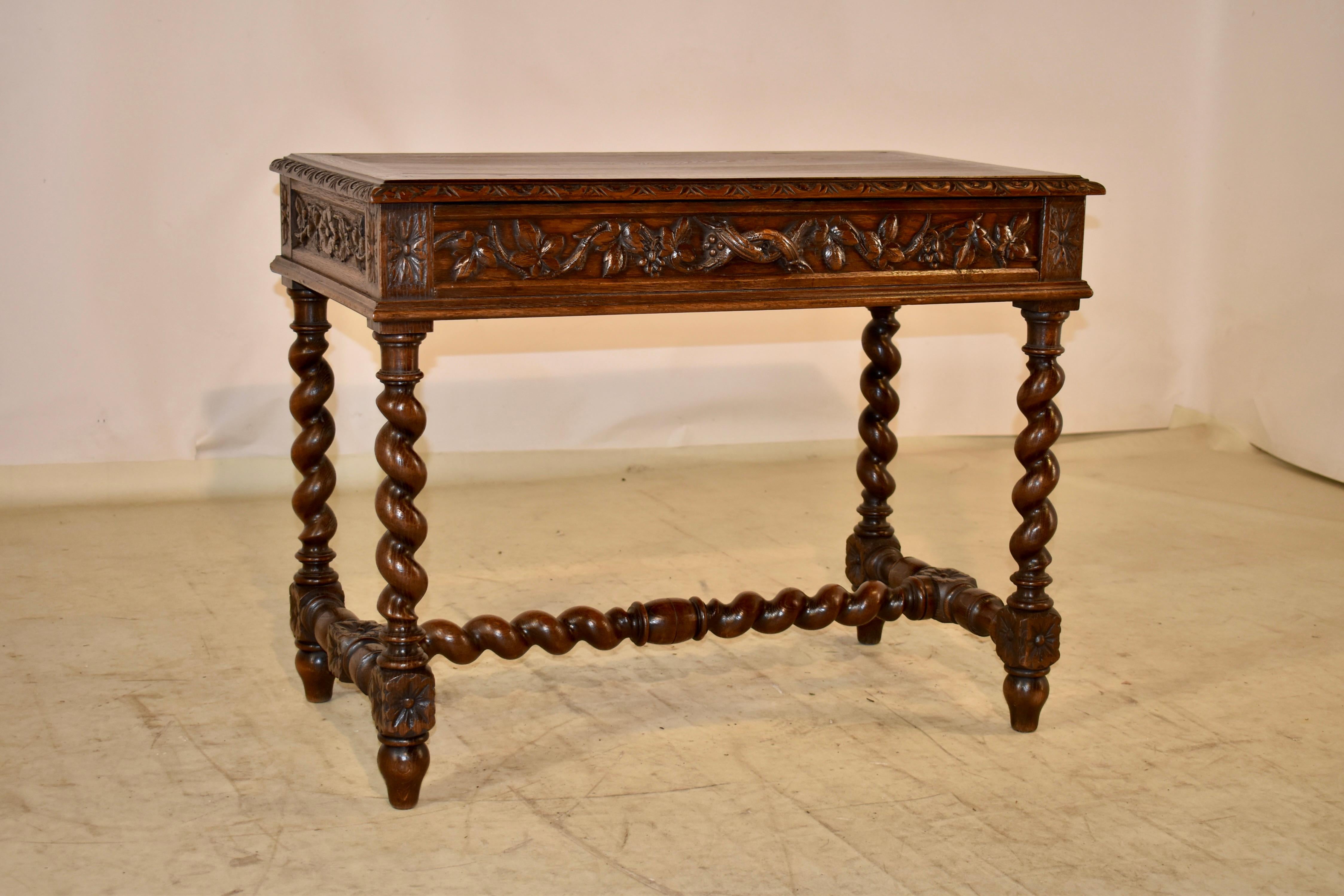 Napoleon III 19th Century French Carved Oak Writing Table For Sale
