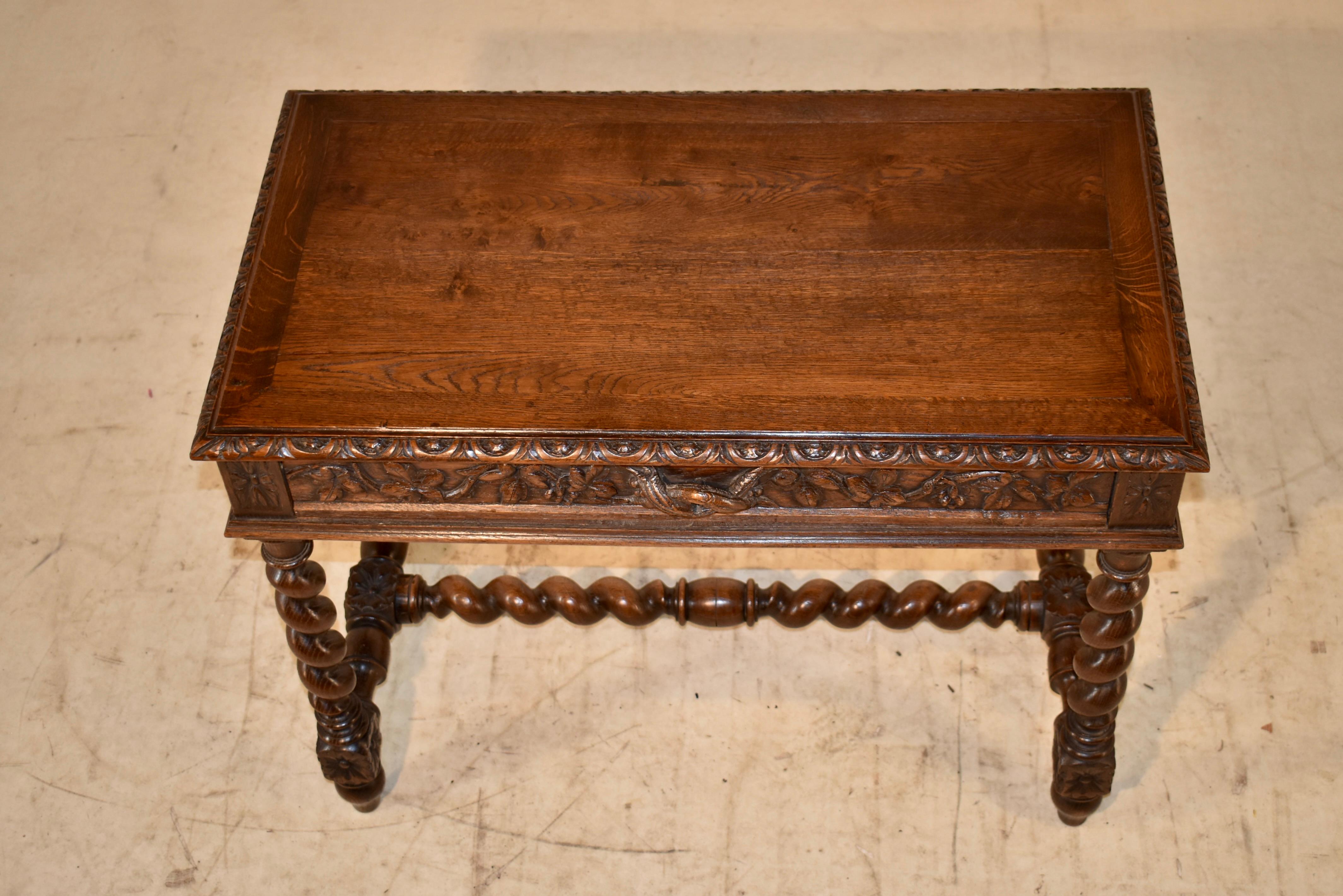 19th Century French Carved Oak Writing Table For Sale 2