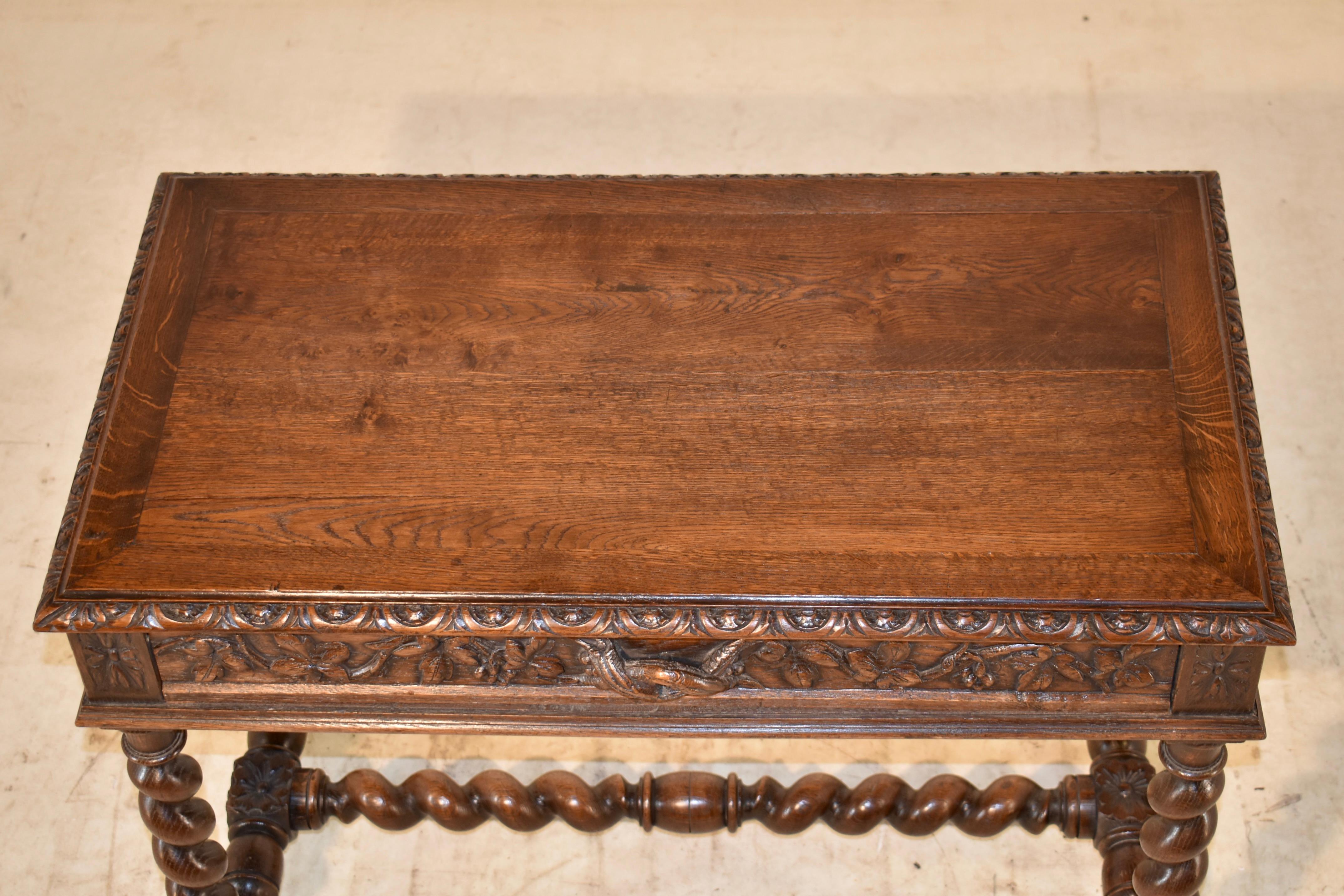 19th Century French Carved Oak Writing Table For Sale 3