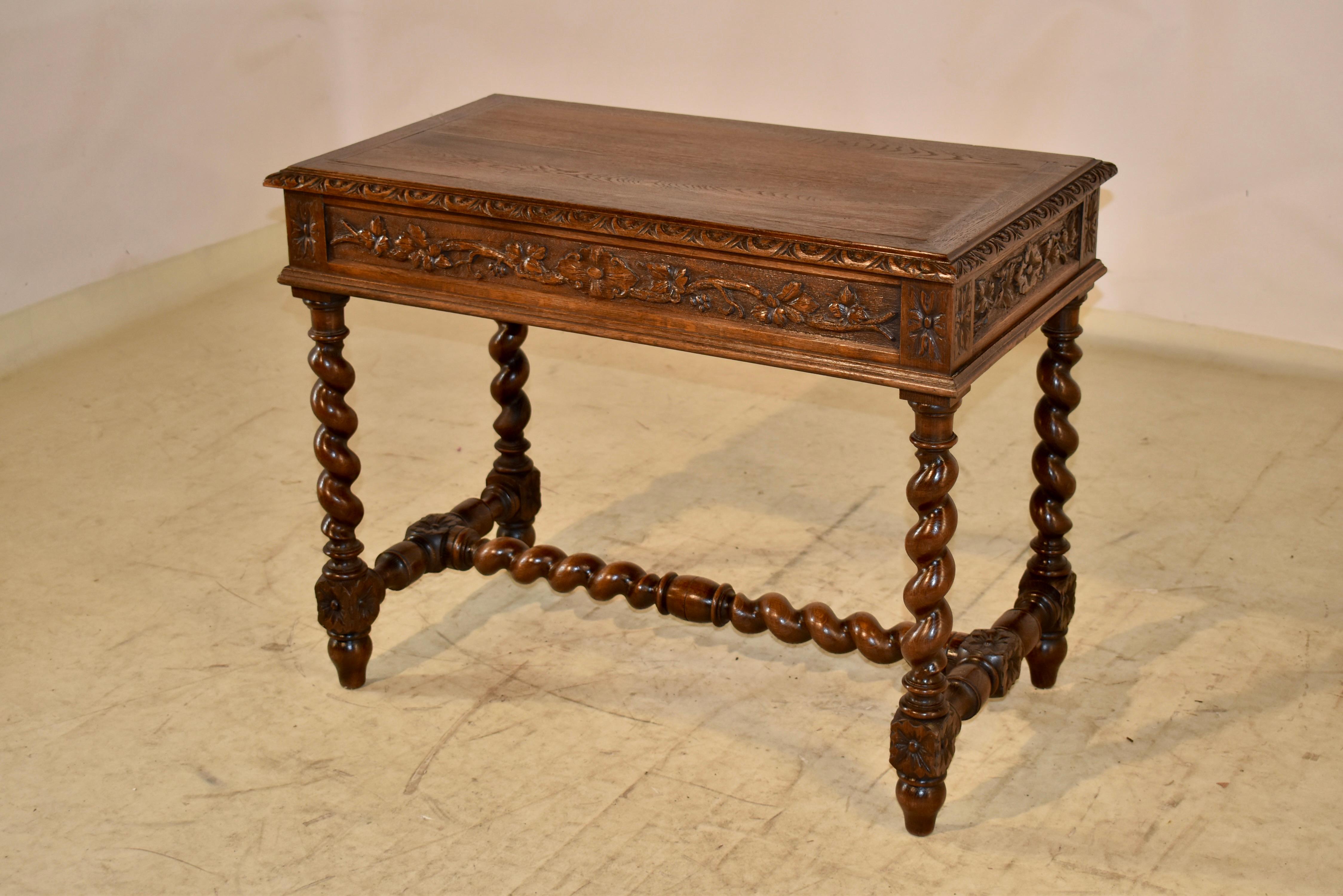 19th Century French Carved Oak Writing Table For Sale 4