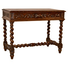 19th Century French Carved Oak Writing Table