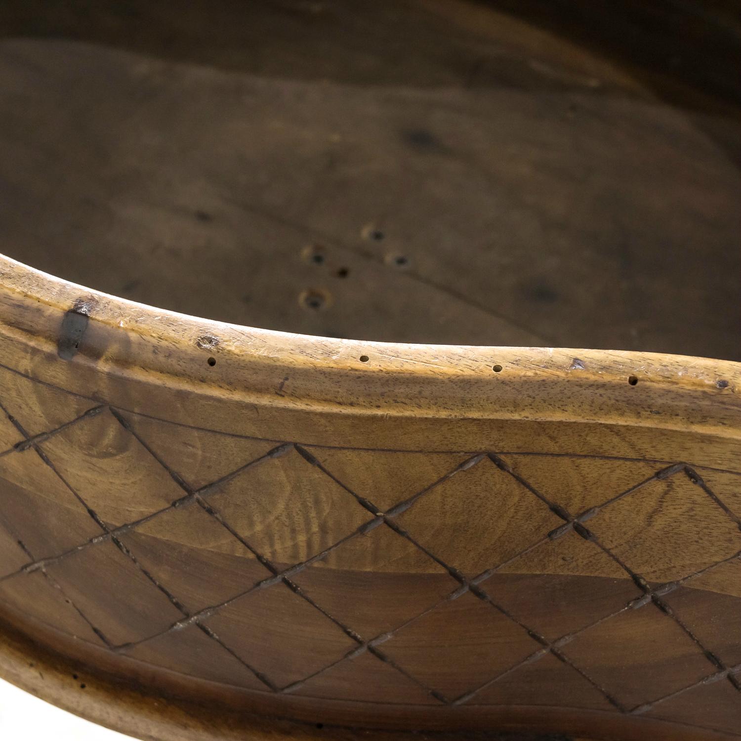 19th Century French Carved Oval Shaped Walnut Jardinière Planter on Tripod Stand For Sale 15