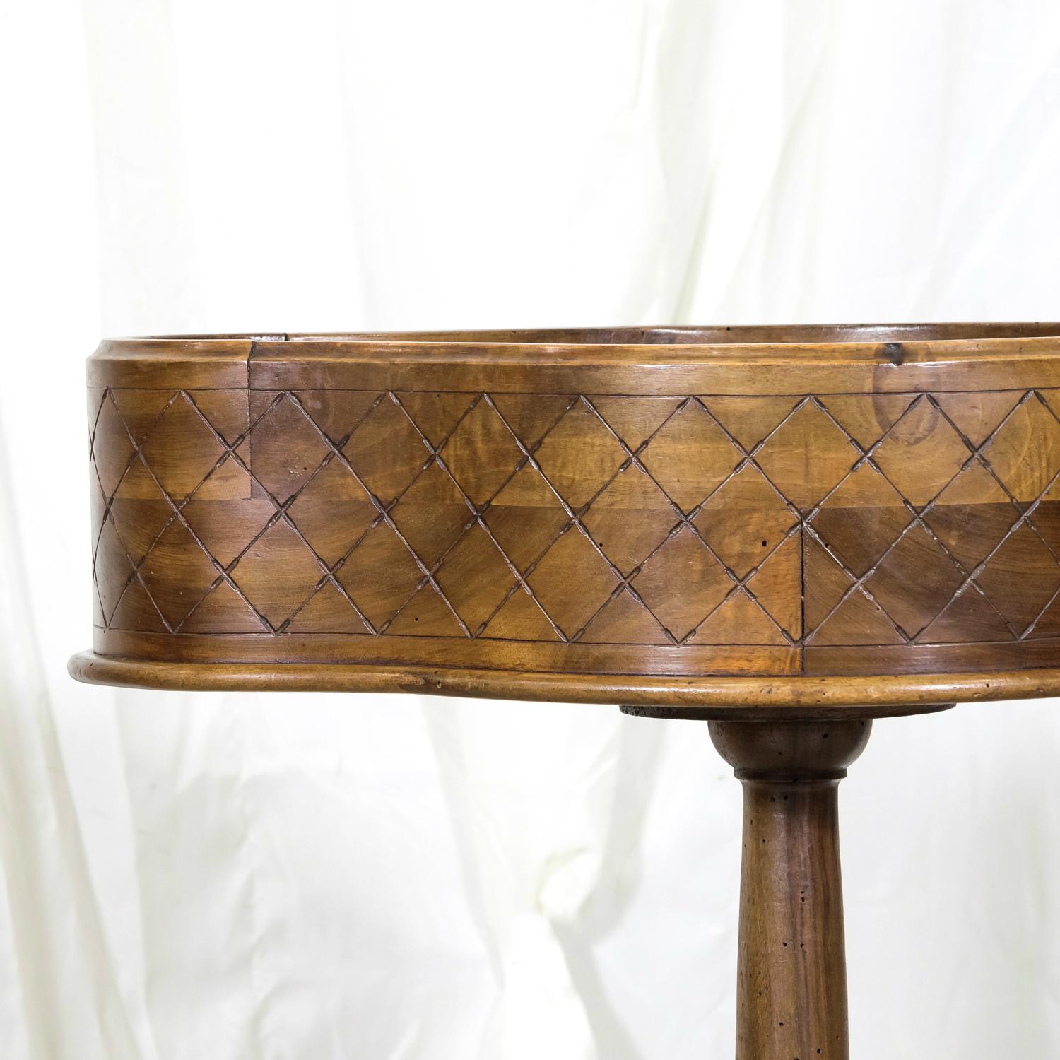19th Century French Carved Oval Shaped Walnut Jardinière Planter on Tripod Stand For Sale 4