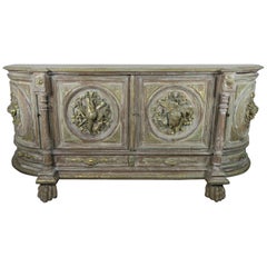 19th century French Carved Painted and Parcel-Gilt Buffet