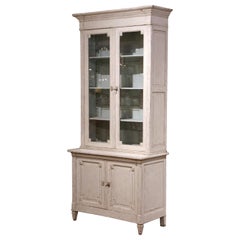 19th Century French Carved Painted Display Cabinet Buffet with Glass Doors