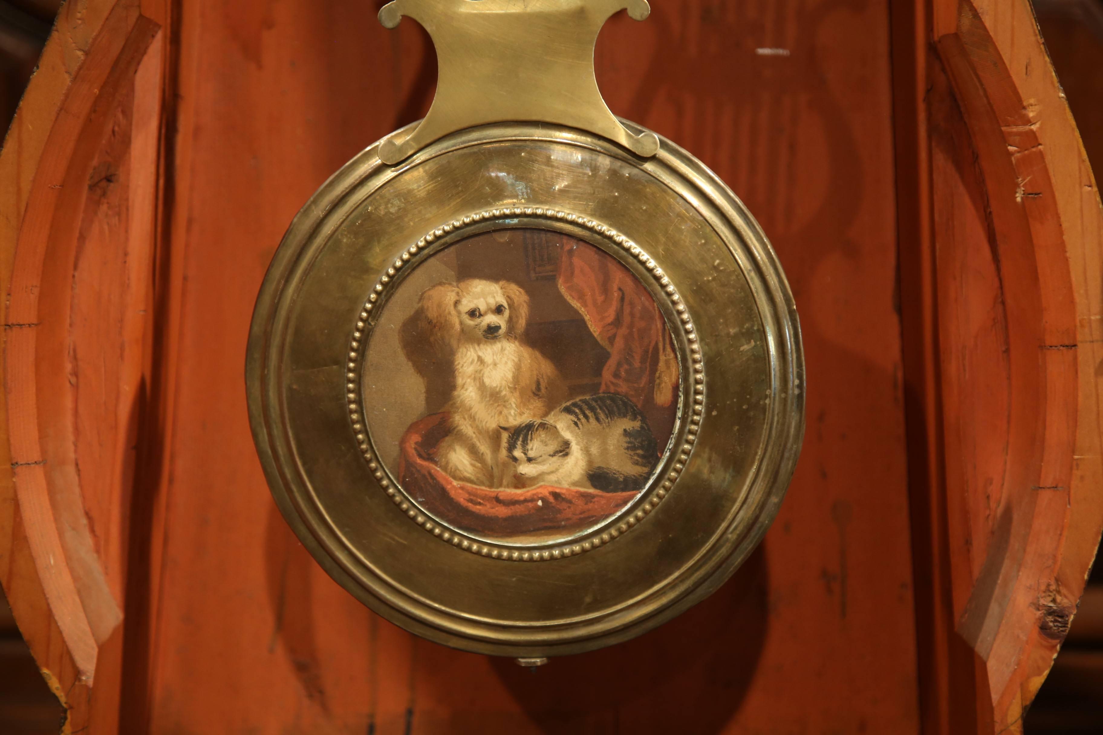 Brass 19th Century French Carved Painted Pine Comtoise Grandfather Clock from Normandy