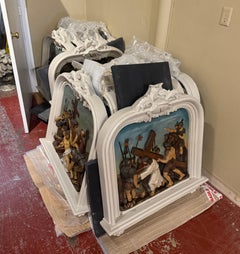 Complete 19th Century French “Stations of the Cross” Polychrome Plaster Panels
