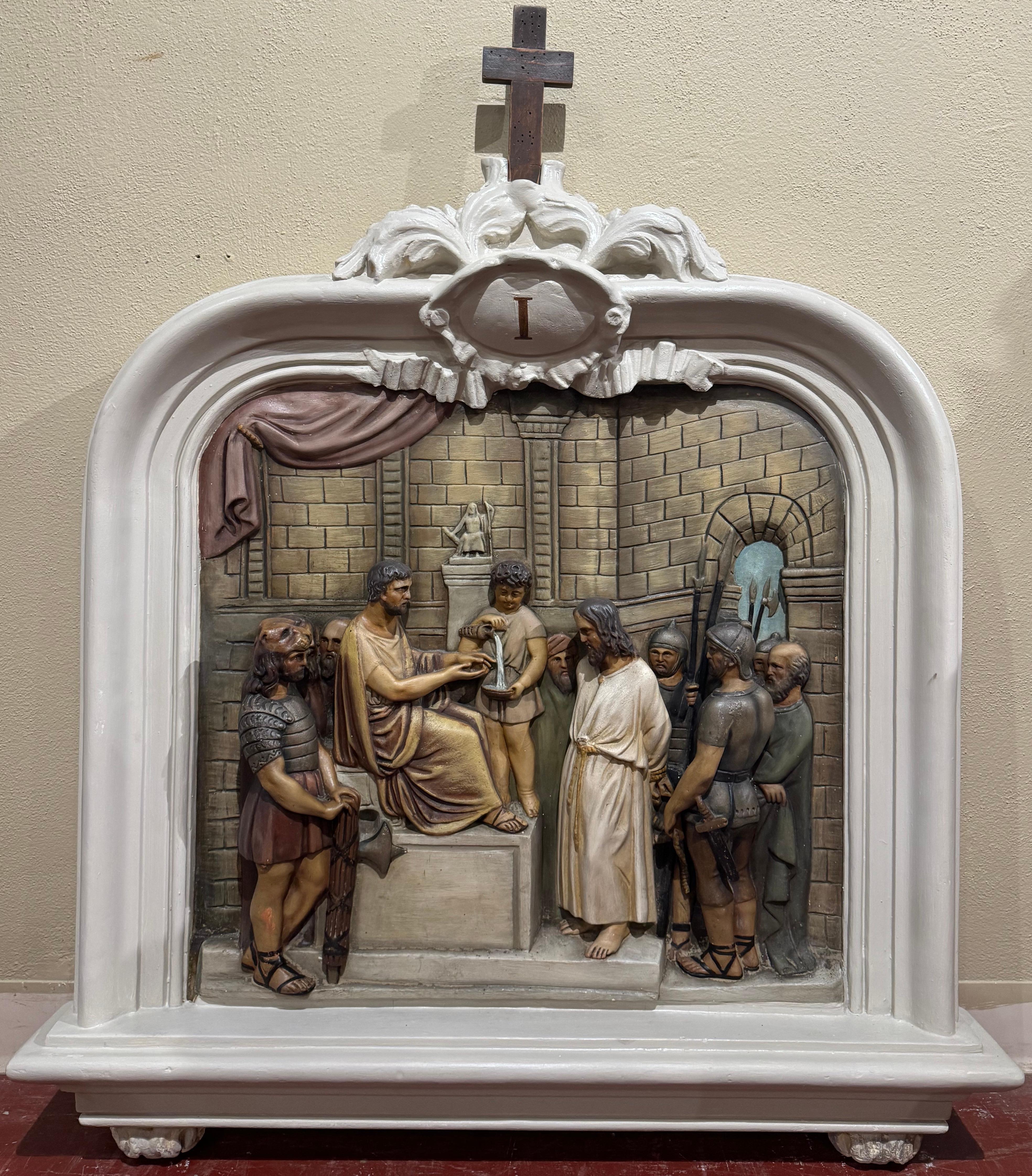 Gothic 19th Century French Carved Painted 