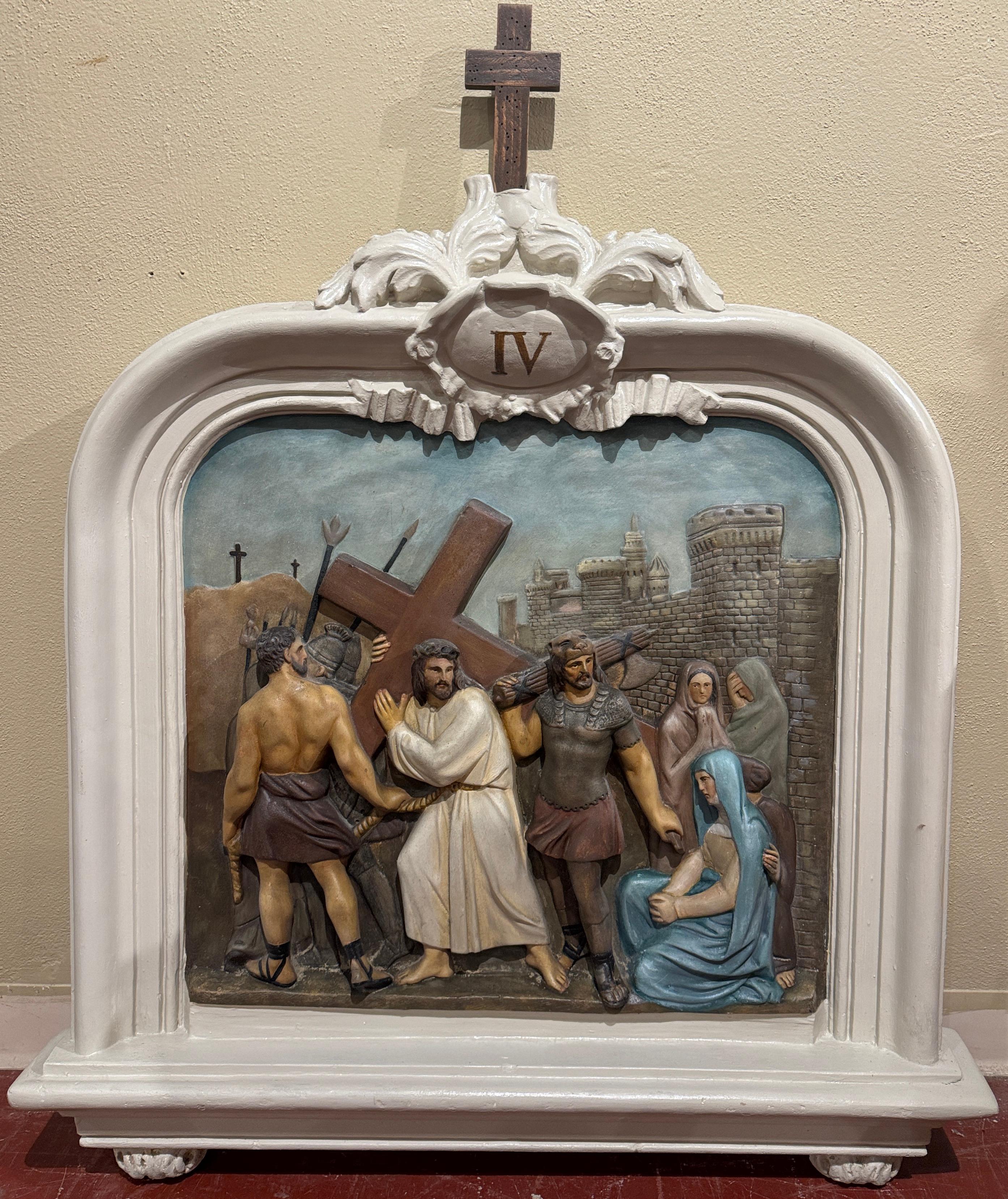 Plaster 19th Century French Carved Painted 
