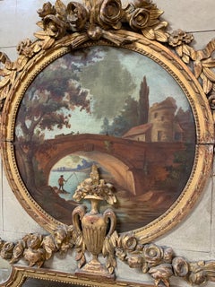 19th Century French Carved Painted Trumeau Mirror
