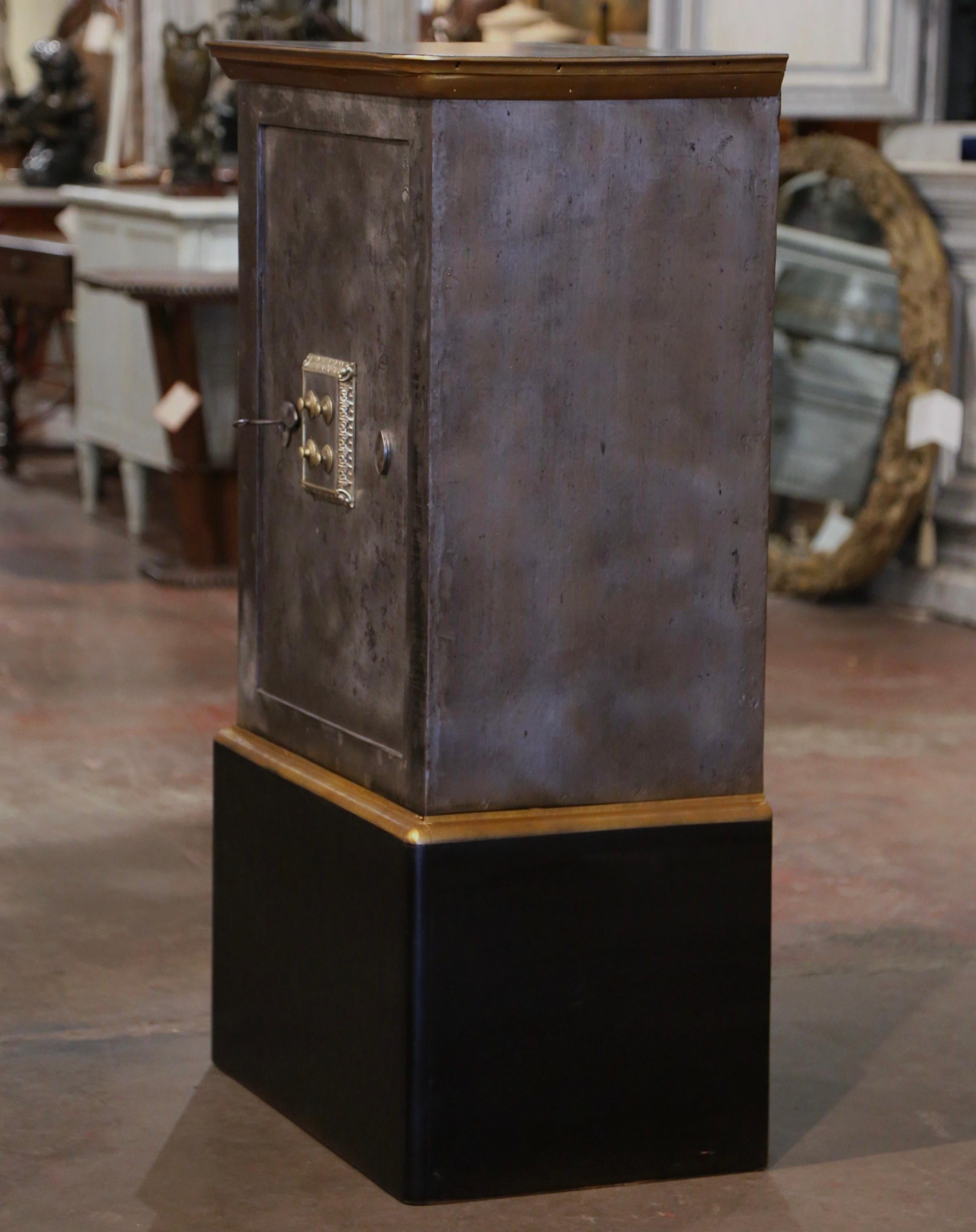 19th Century French Carved Painted Wood and Polished Iron Safe with Combination For Sale 6