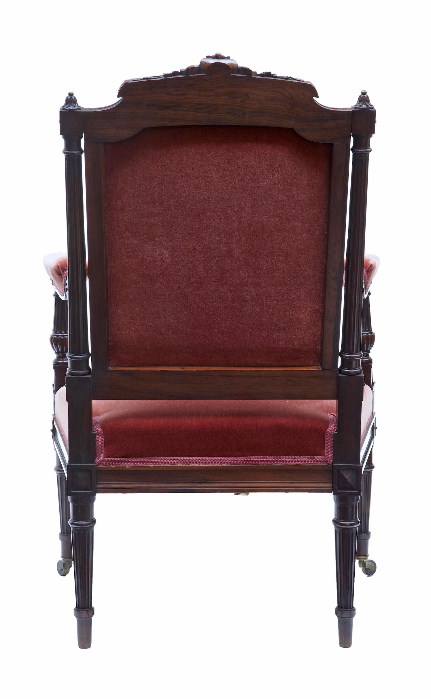 Hand-Carved 19th Century French Carved Palisander Armchair