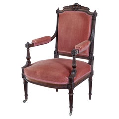 Französischer geschnitzter Palisander-Sessel aus dem 19. Jahrhundert