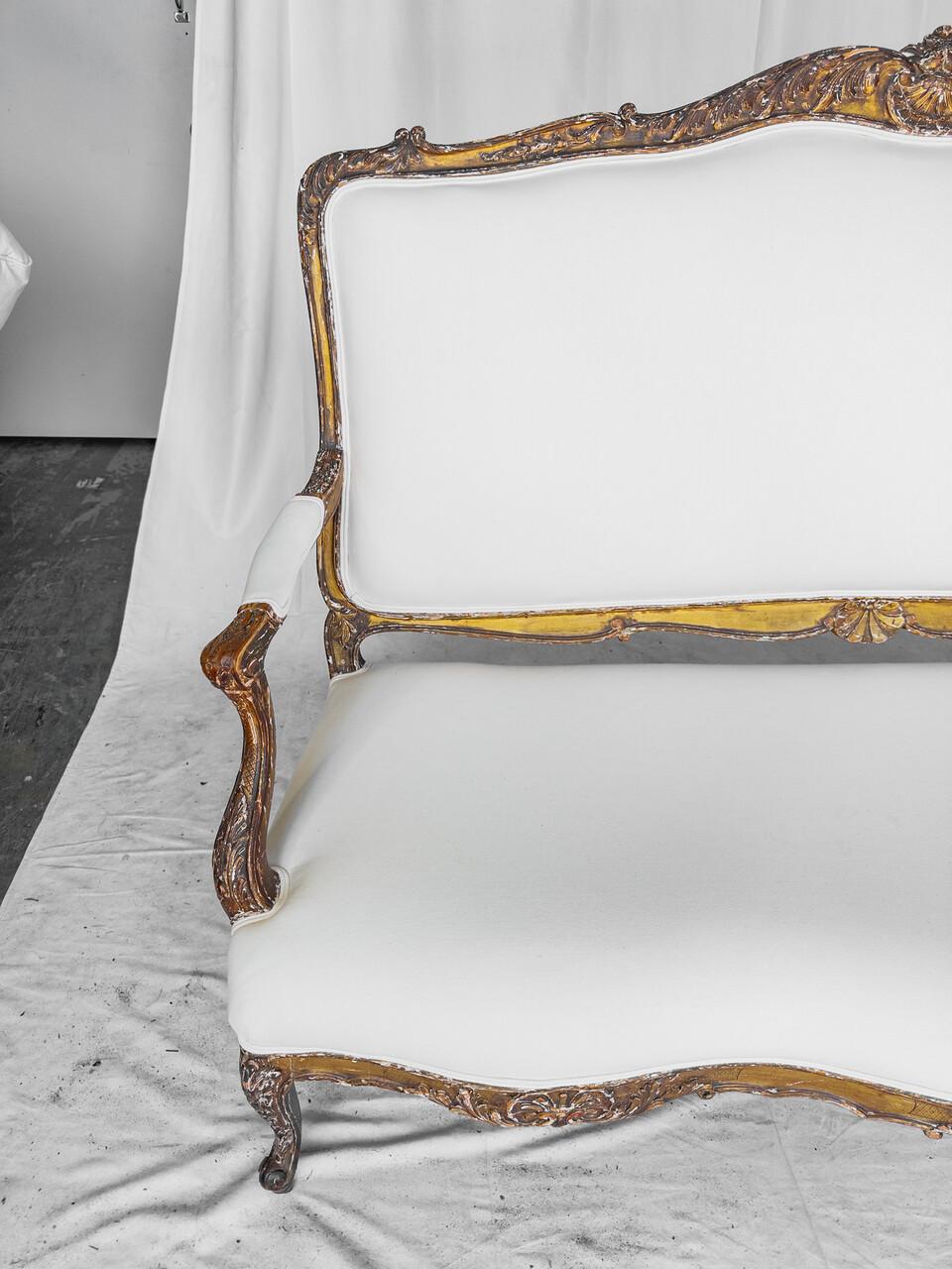 Louis XV 19th Century French Carved Settee For Sale