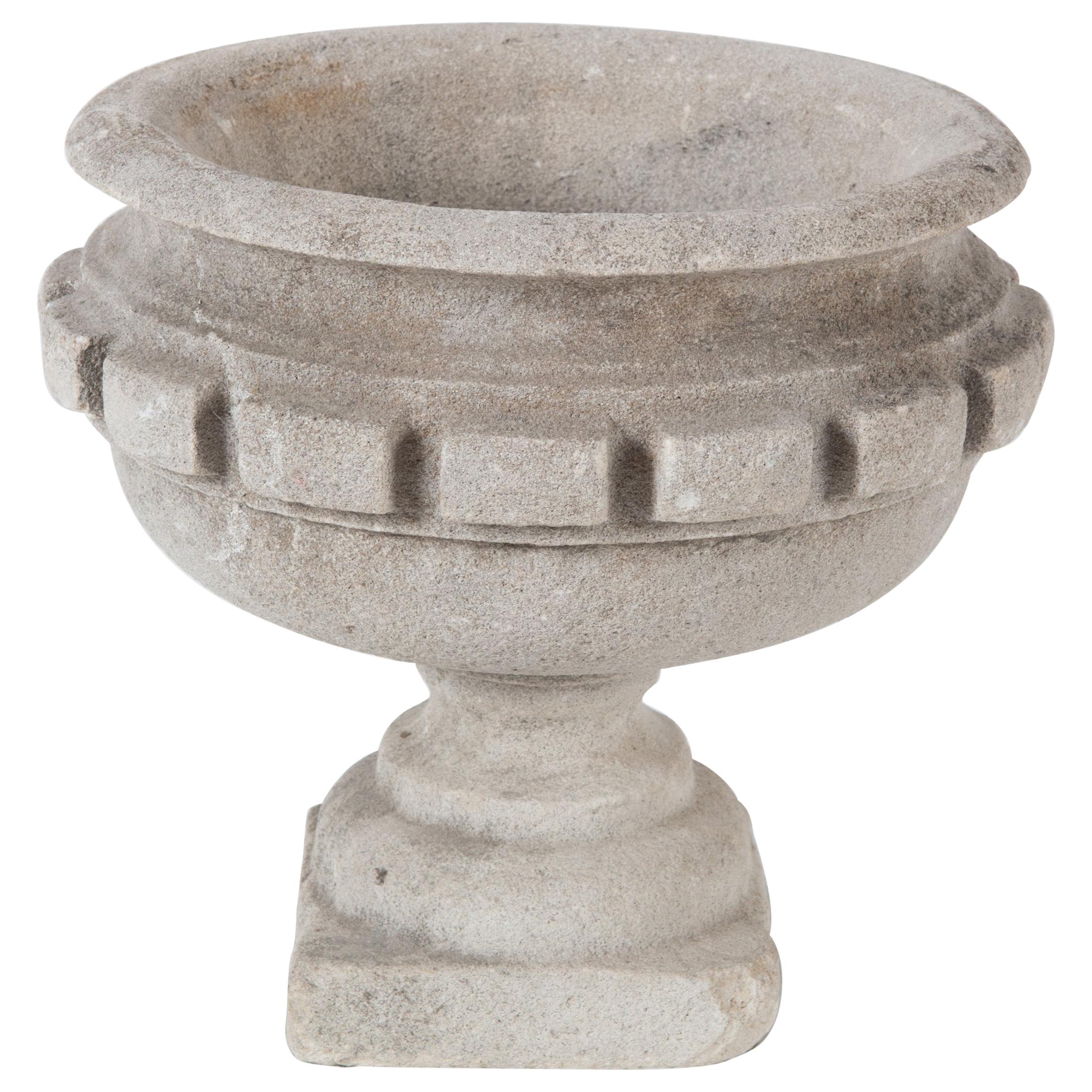 19th Century French Carved Stone Planter / Urn with Dental Trim For Sale