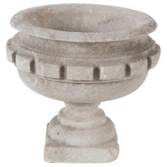 Used 19th Century French Carved Stone Planter / Urn with Dental Trim