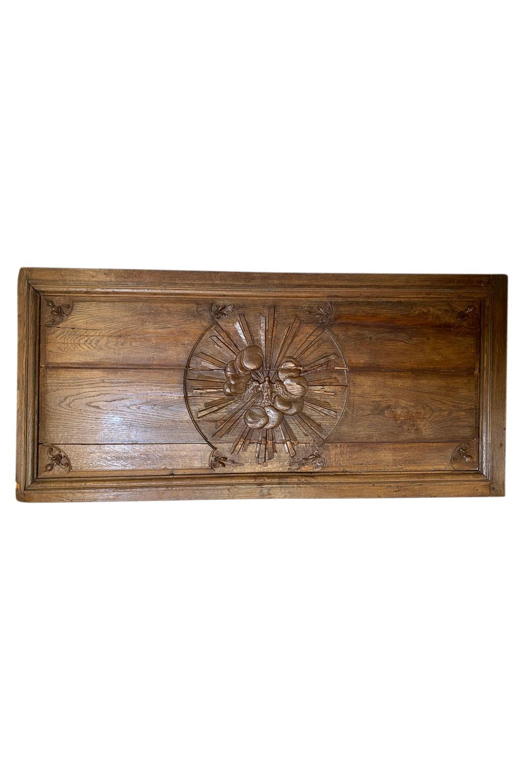 Oak 19th Century French Carved Sunburst Panel For Sale