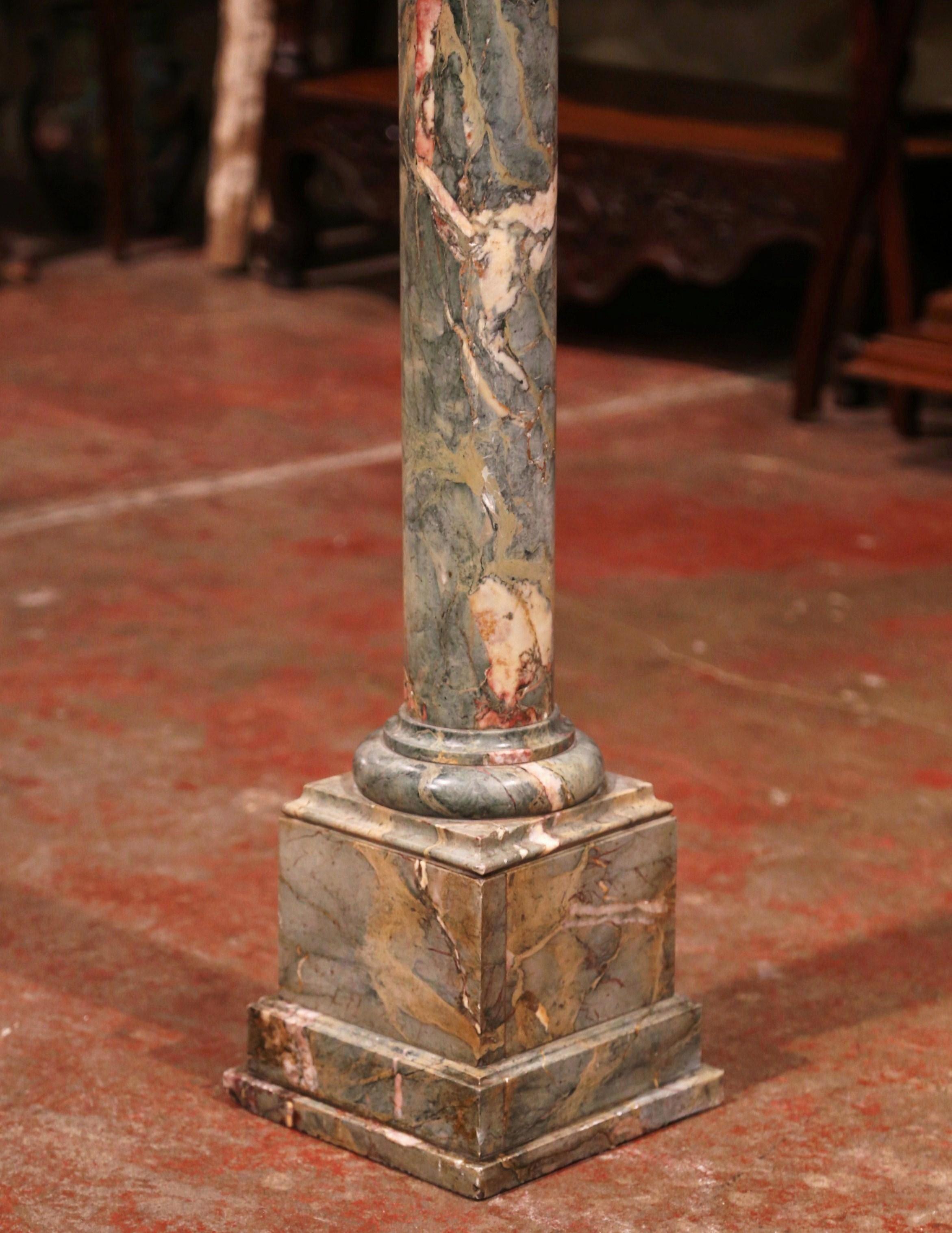 Napoleon III 19th Century French Carved Variegated Marble Pedestal Table with Swivel Top
