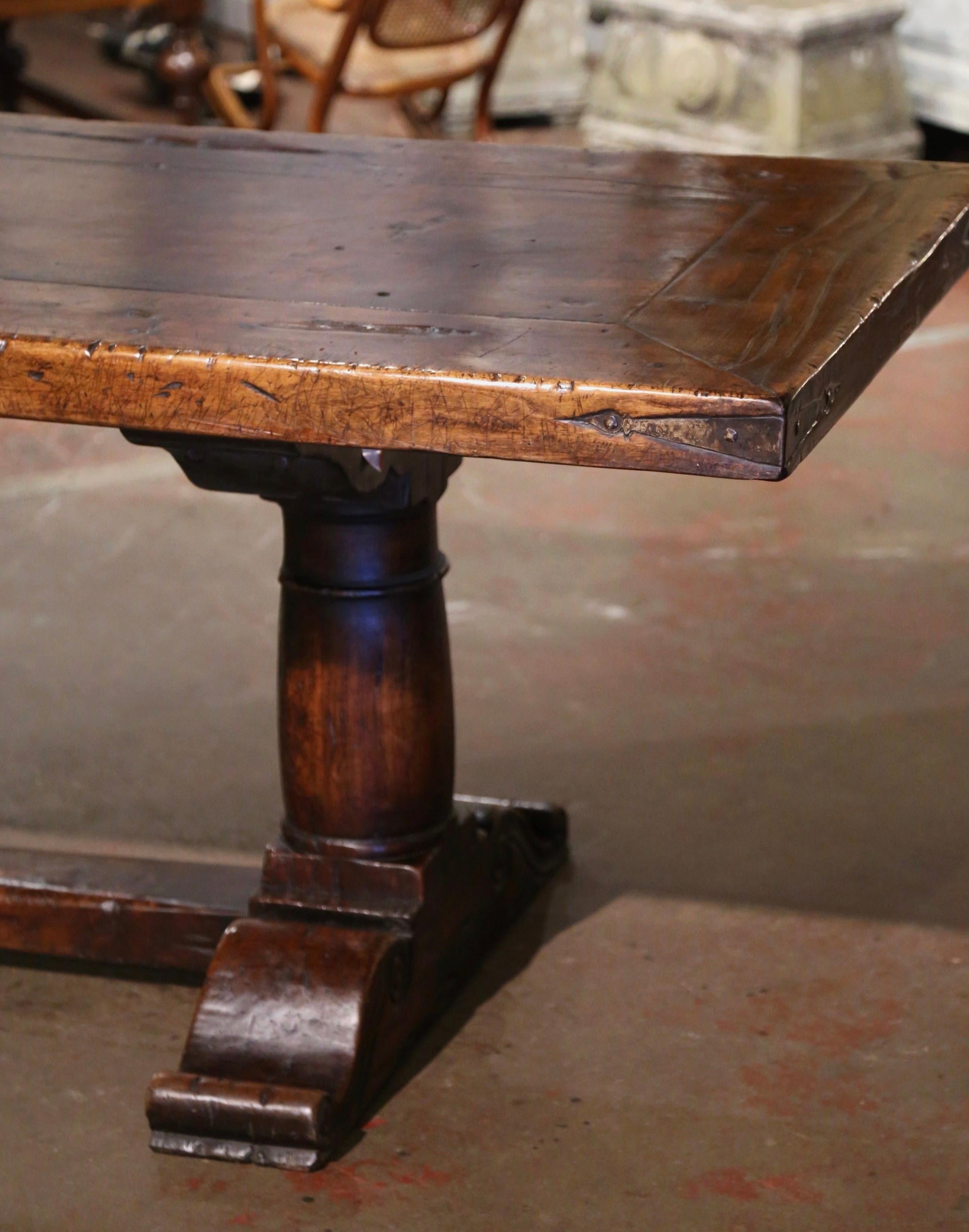 19th Century French Carved Walnut and Chestnut Trestle Dining Farm Table 3