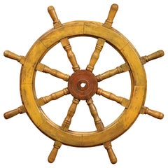 19th Century French Carved Walnut and Iron Painted Sailboat Wheel