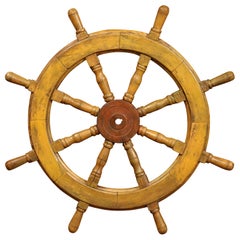 Used 19th Century French Carved Walnut and Iron Painted Sailboat Wheel