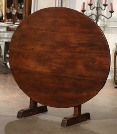 19th Century French Carved Walnut and Pine Oval Tilt-Top Wine Tasting Table